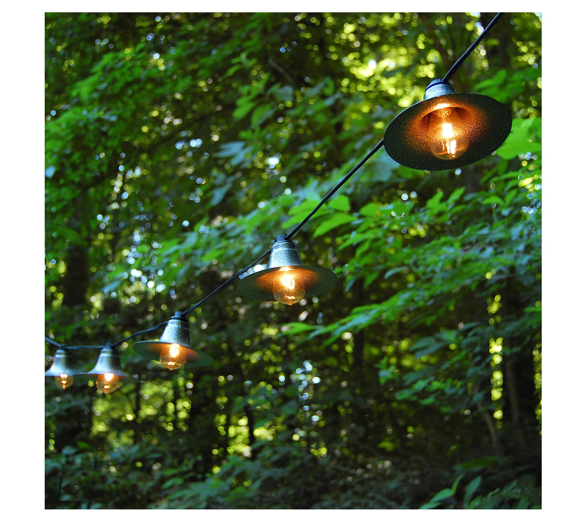 LumaBase Electric Cafe String Lights w/ 10 Gunmetal Shades