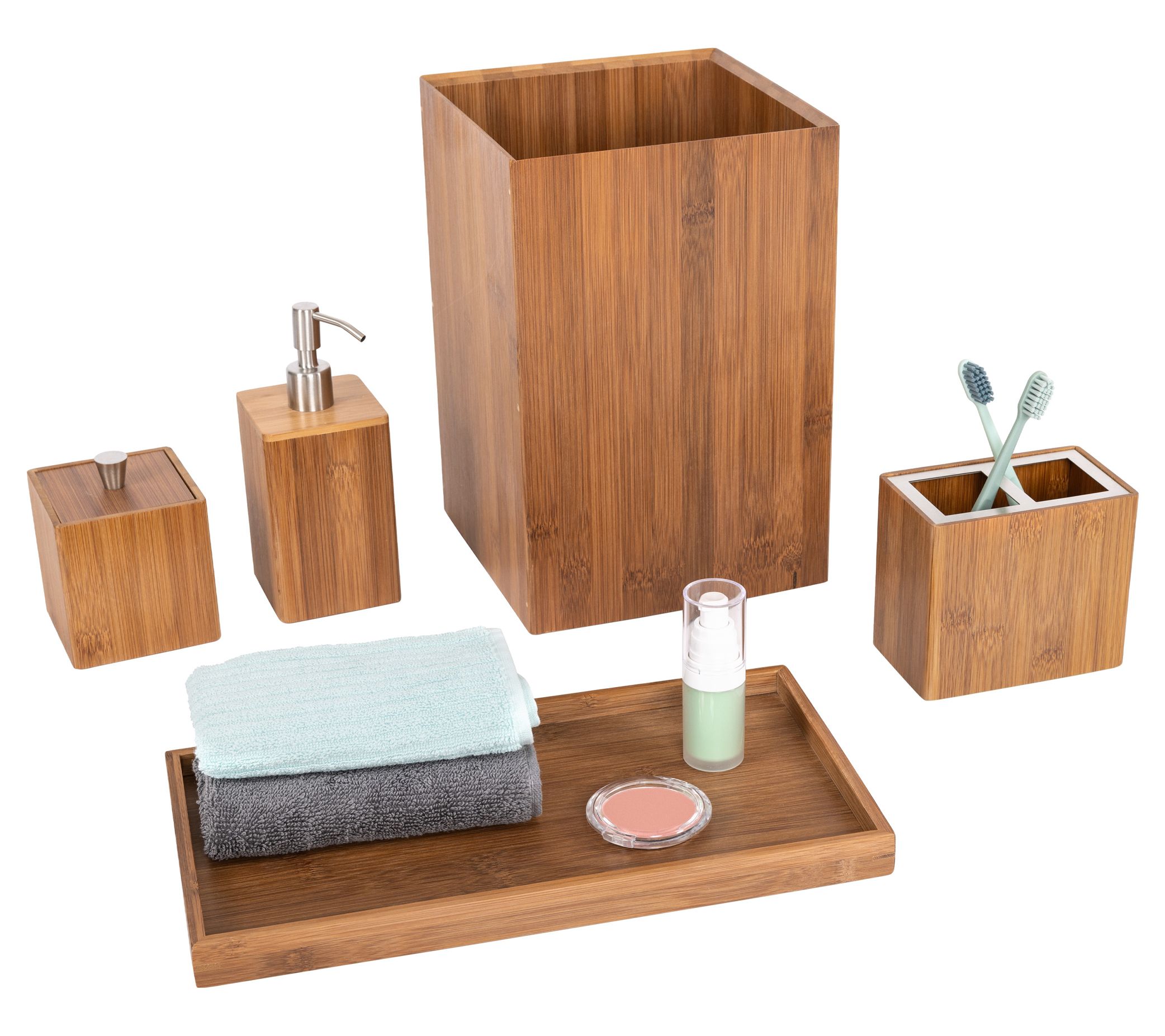 5-Piece Bamboo Bath and Vanity Set