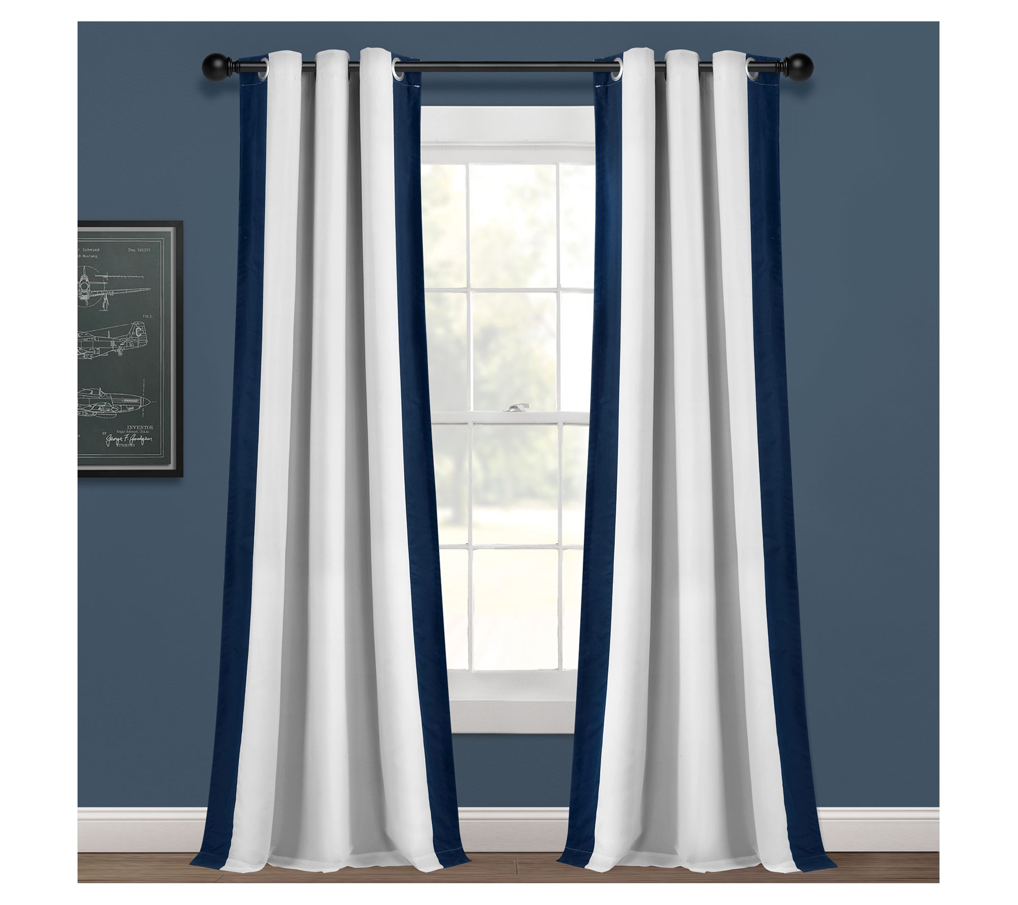 Block Border Window Curtain Panel 40" x 84" byush Decor