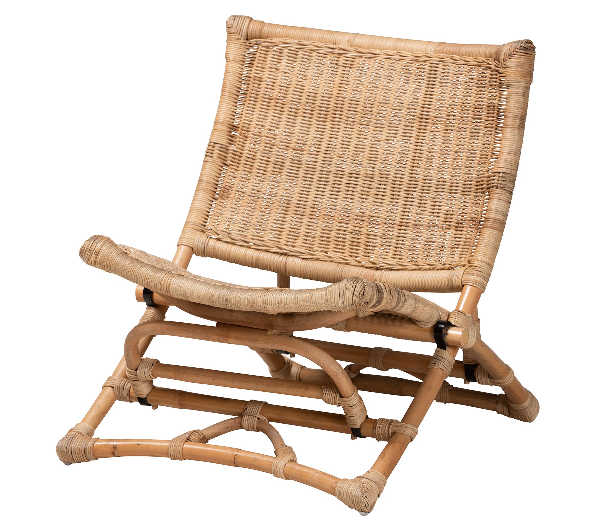 Herrara Natural Brown Antique Rattan Foldable Lounge Chair