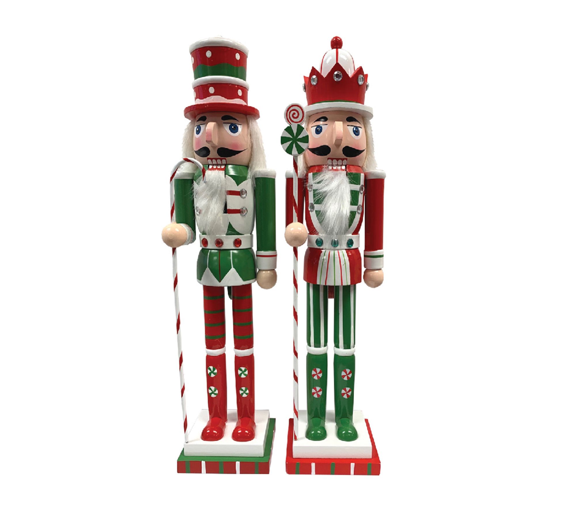 Santa's 14" Red & Green Nutcrackers, Set of 2