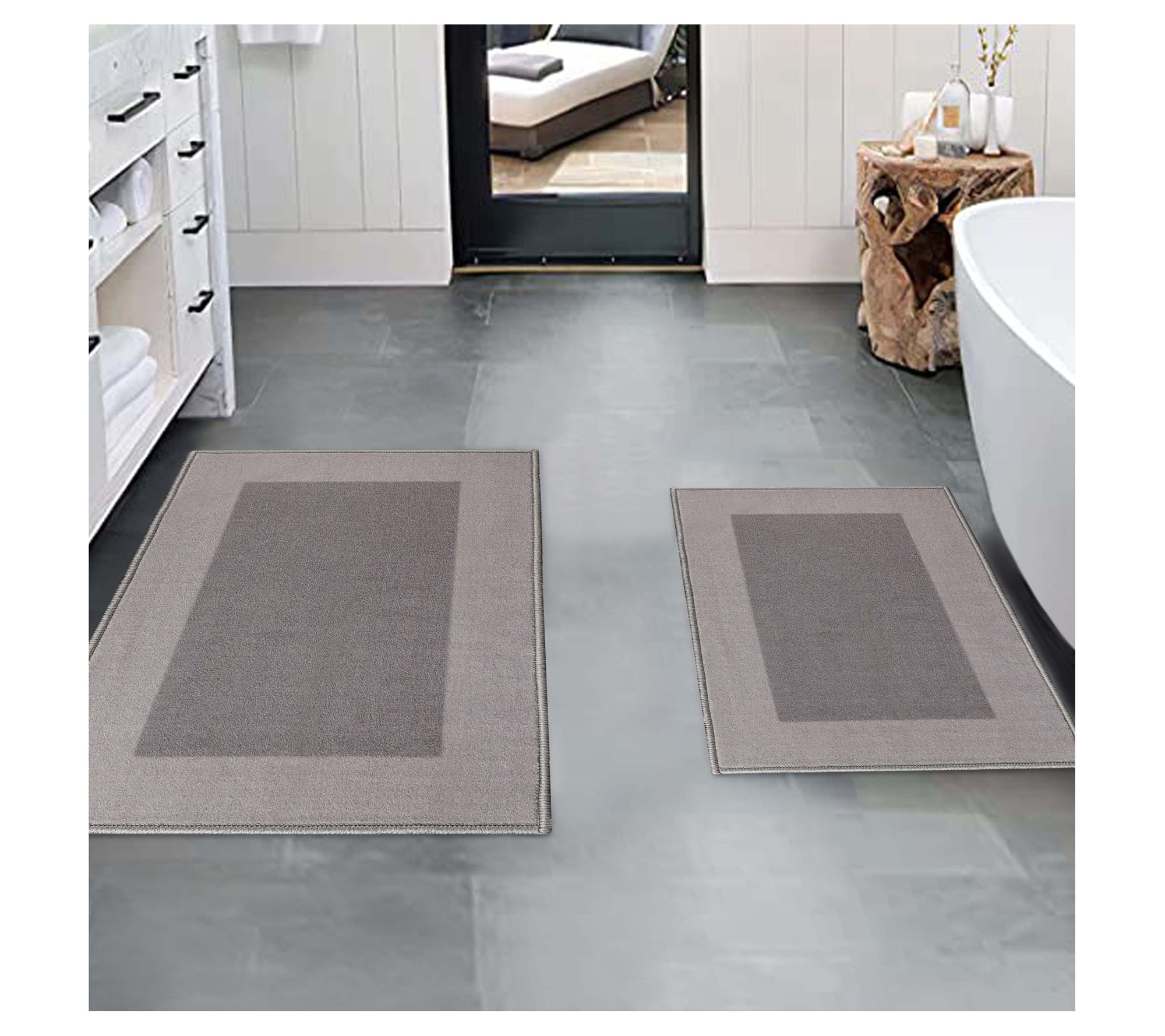 Superior Reno Modern Non-Slip Machine WashableBath Mat Set