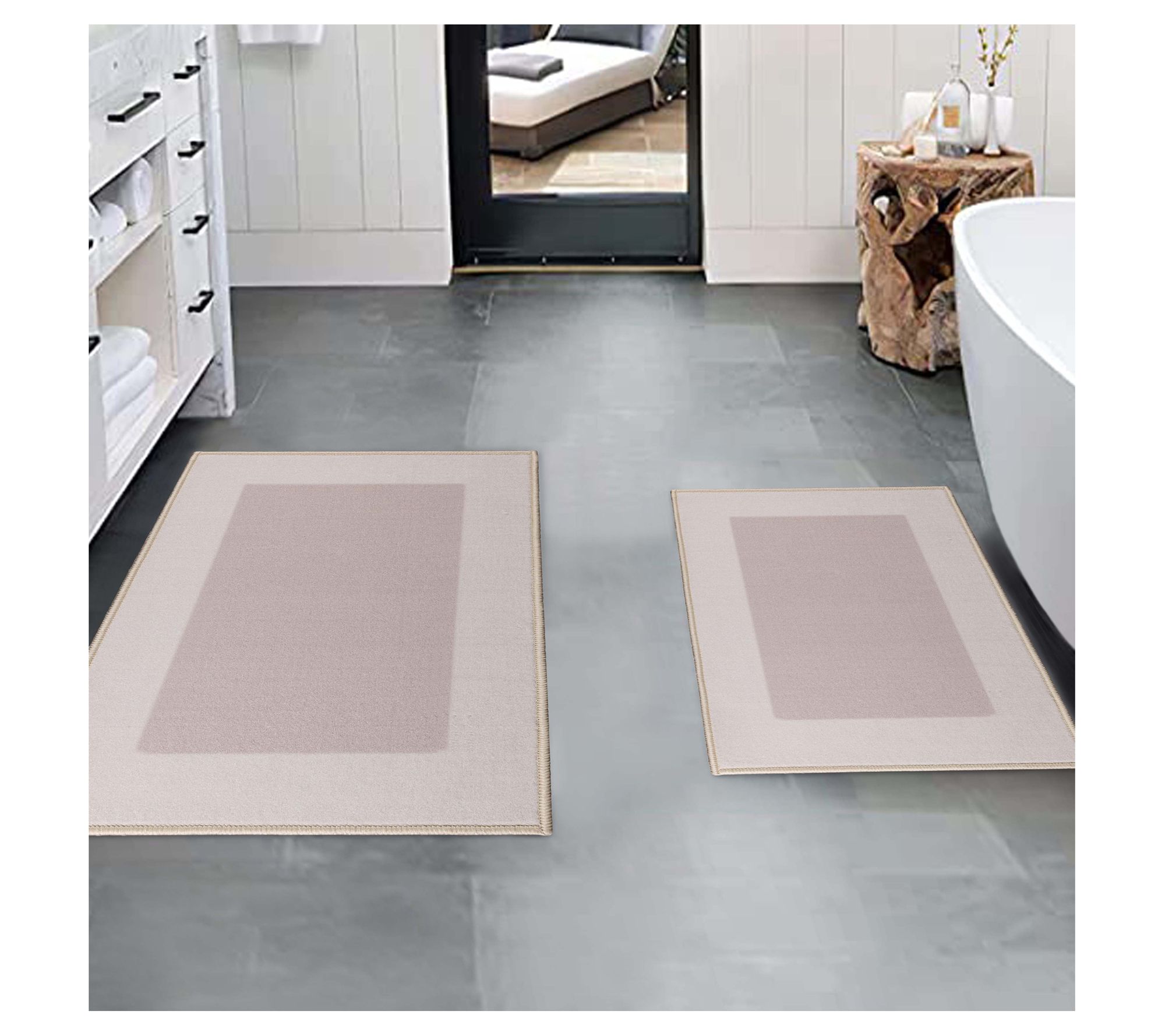 Superior Reno Modern Non-Slip Machine WashableBath Mat Set