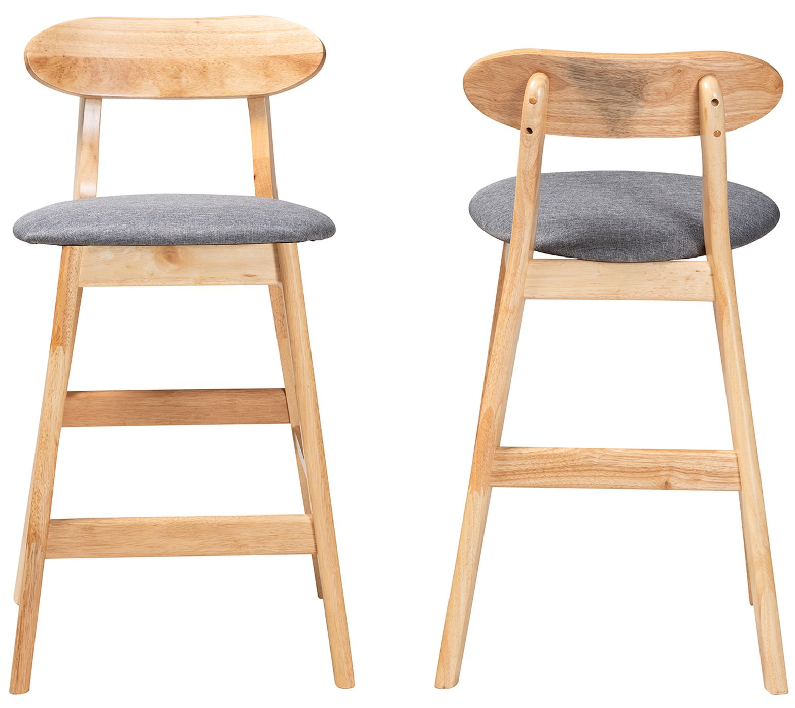 Baxton Studio Ulyana Grey and Natural Counter Stool (Set of 2)