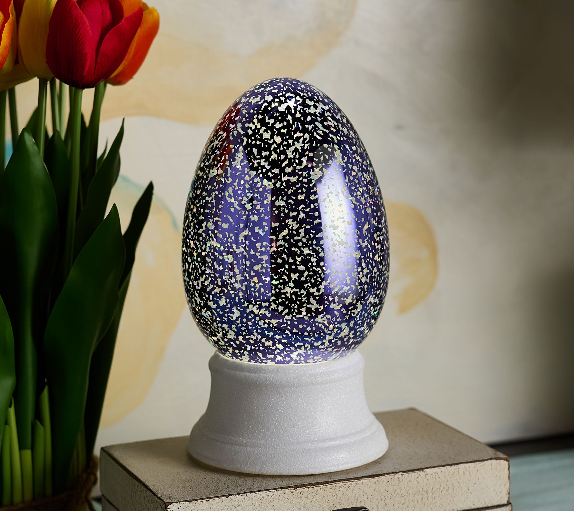 "As Is" 8.5" Mercury Finish Glitter Egg by Valerie