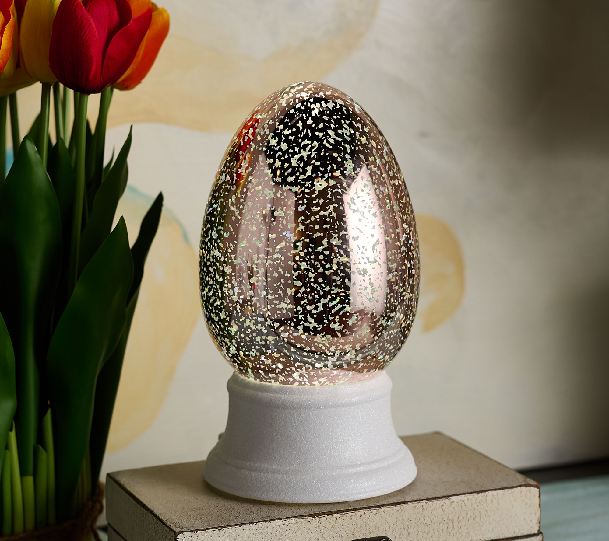 "As Is" 8.5" Mercury Finish Glitter Egg by Valerie