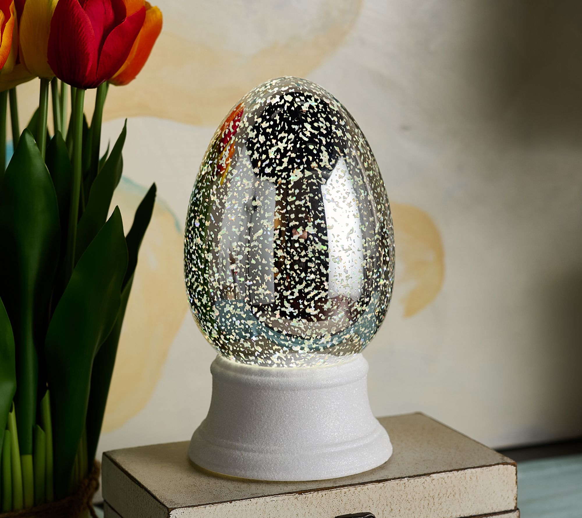 "As Is" 8.5" Mercury Finish Glitter Egg by Valerie