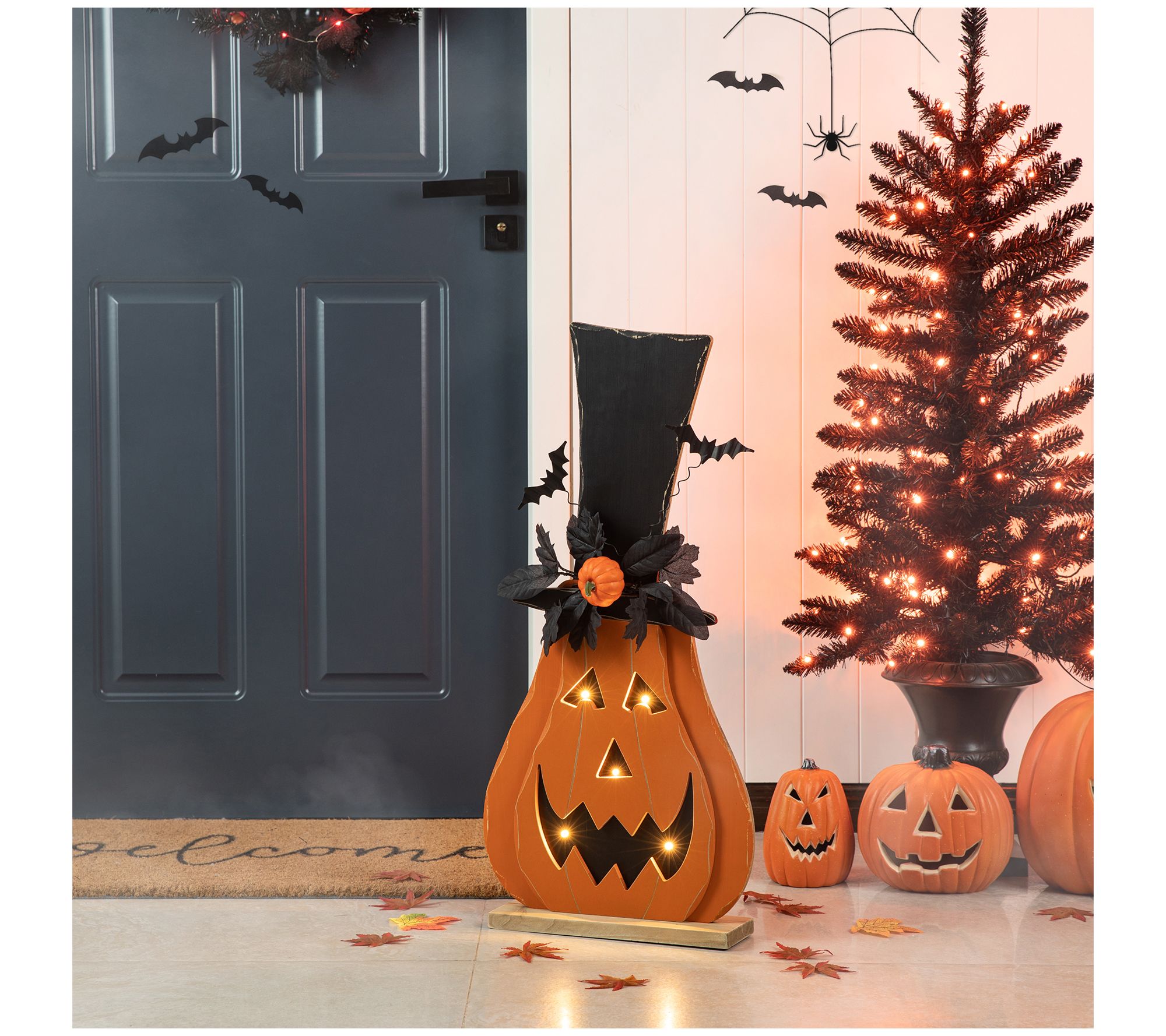 Glitzhome 29.5"H Halloween Lighted JackOLantern Porch Decor