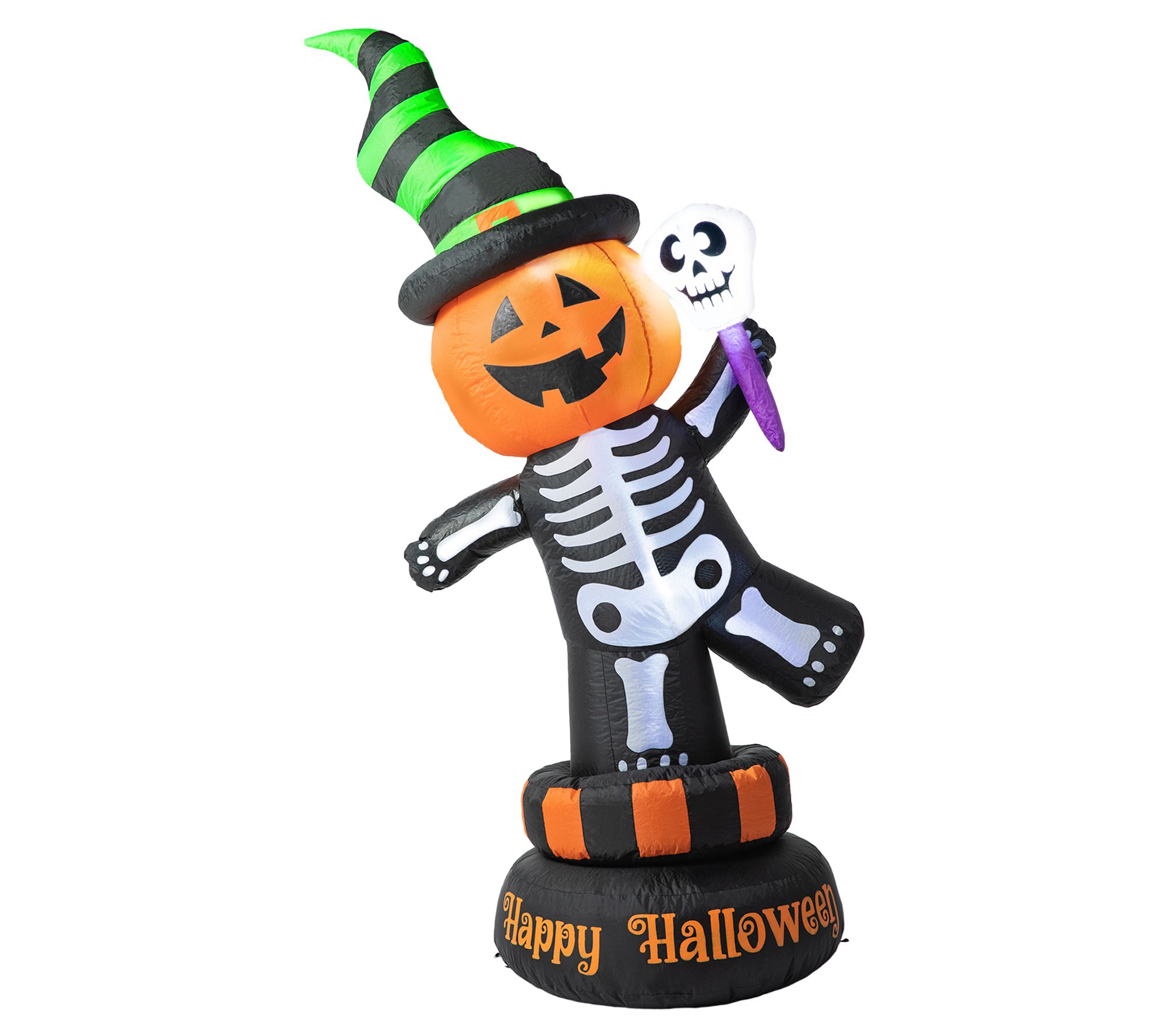 Glitzhome 6' Lighted Halloween Skeleton Rotating Inflatable