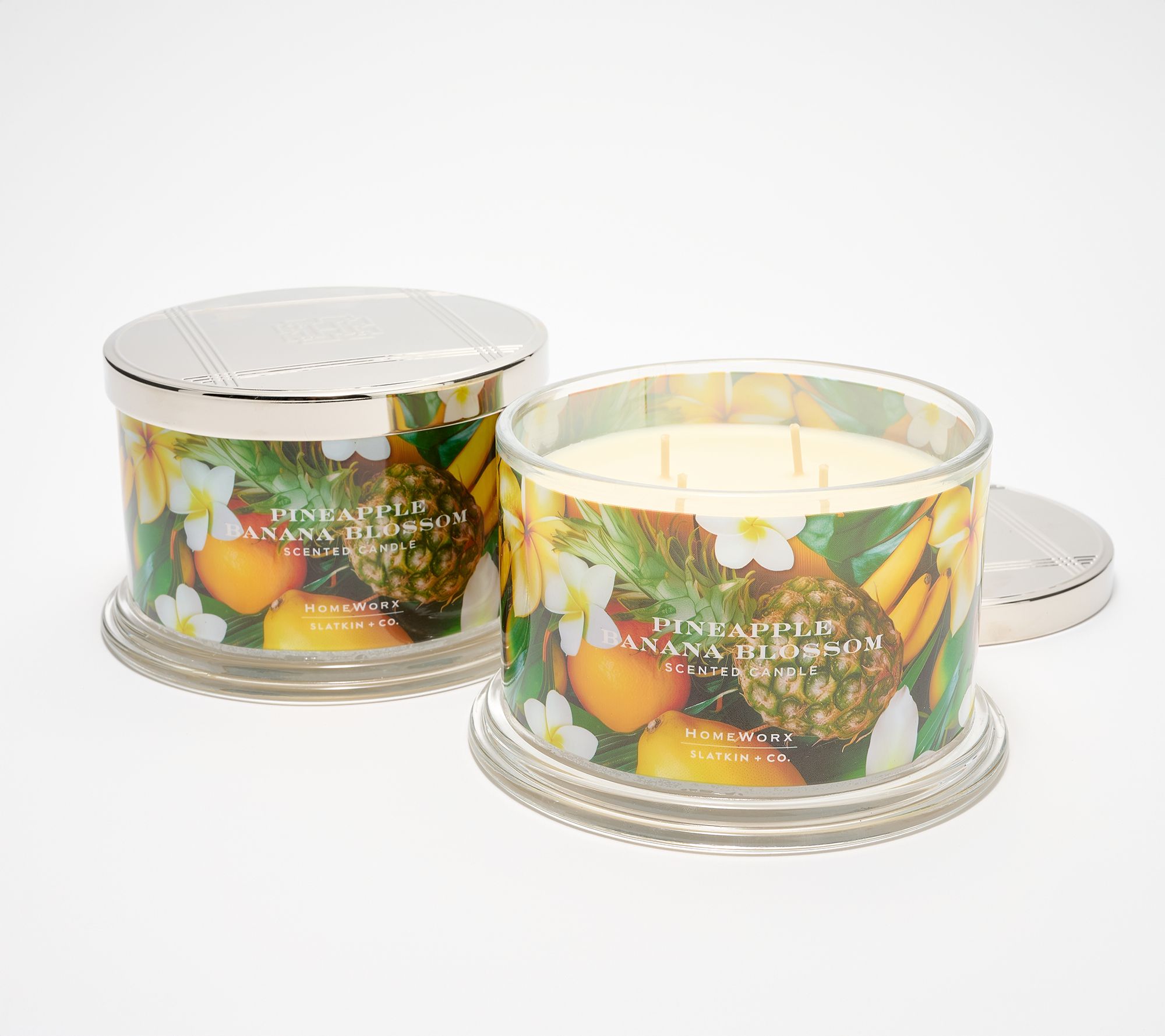 HomeWorx by Slatkin + Co. S/2 18oz Pineap Banana Blossom Candles