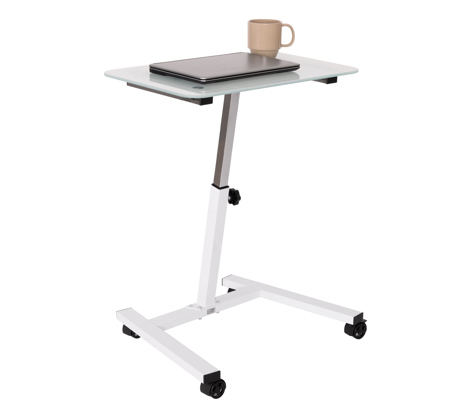 Seville airLIFT 23.6 in Glass Height Adjustab le Mobile Desk