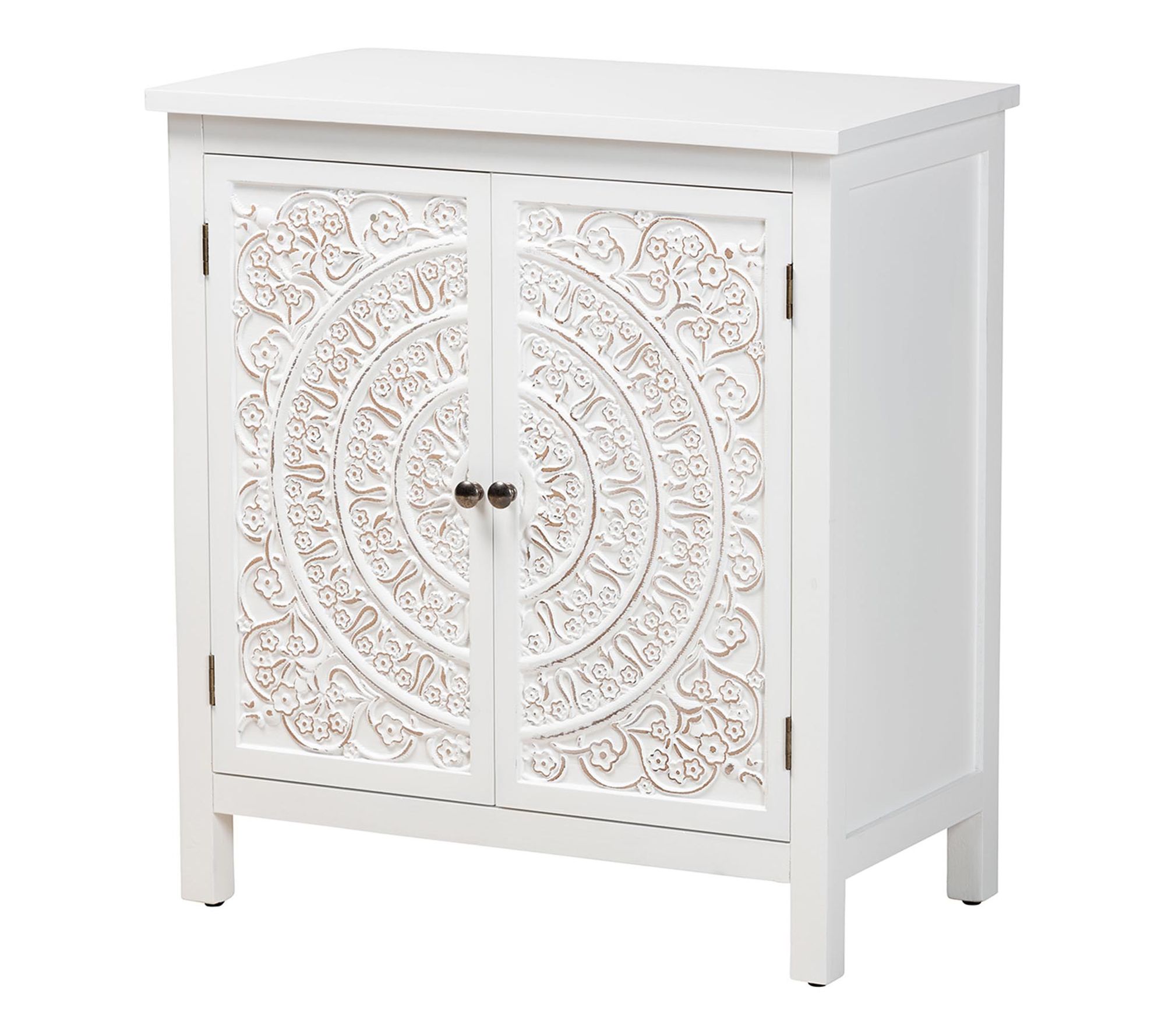 Baxton Studio Y elena White Woo d 2-Door Storag e Cabinet