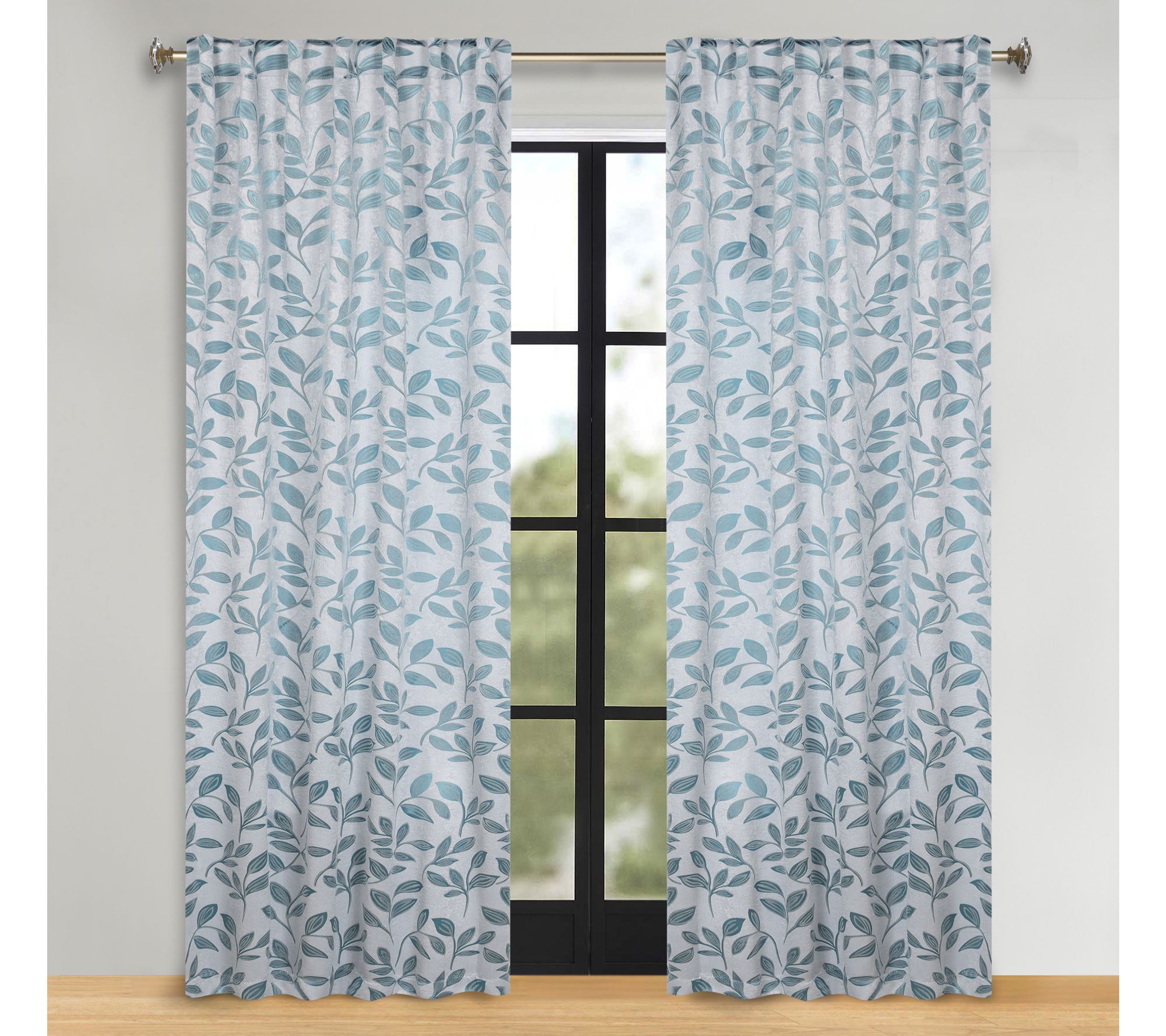 Superior Leaves Room Darkening Curtains with Back Tabs, 52x84