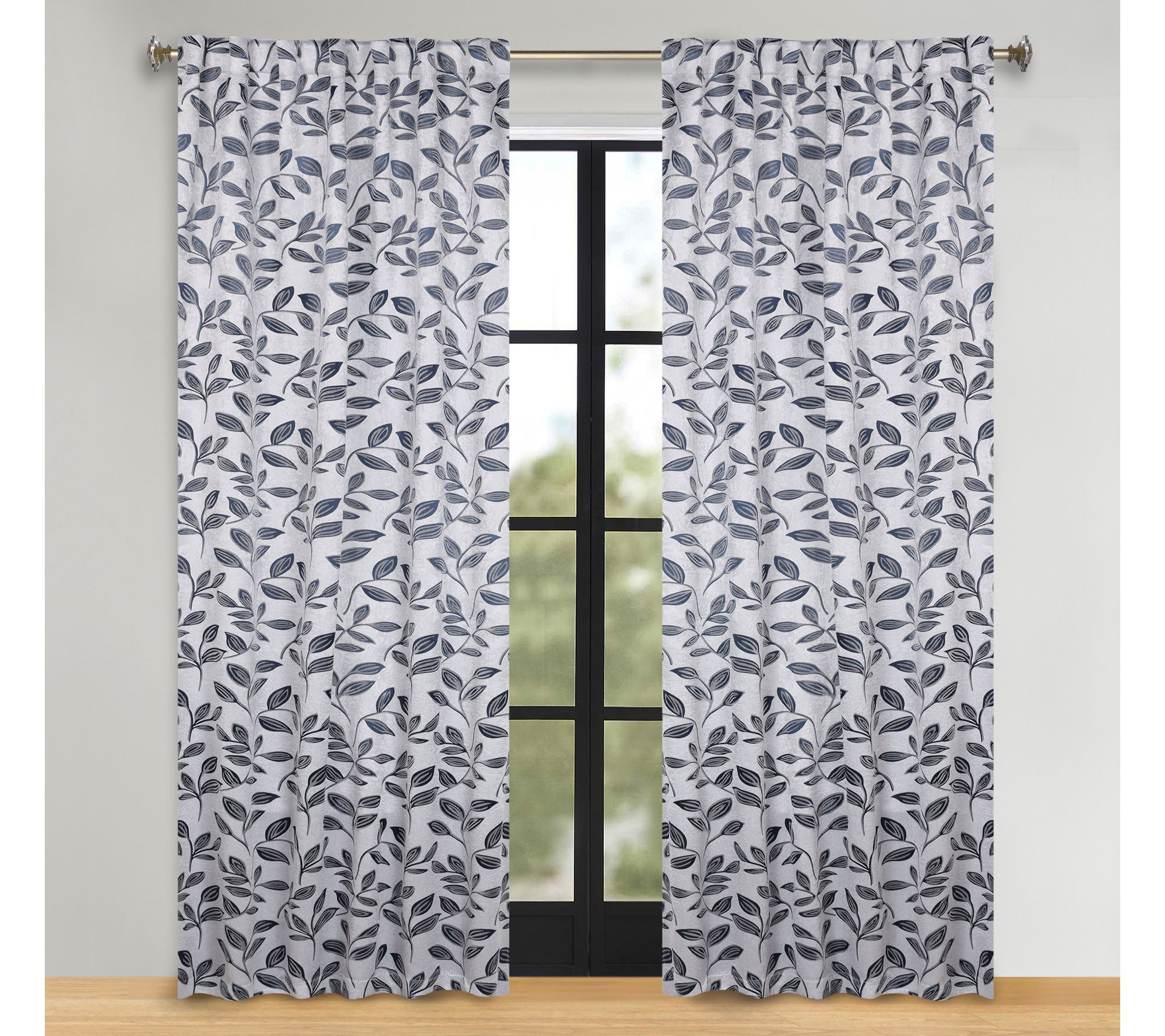 Superior Leaves Room Darkening Curtains with Back Tabs, 52x84