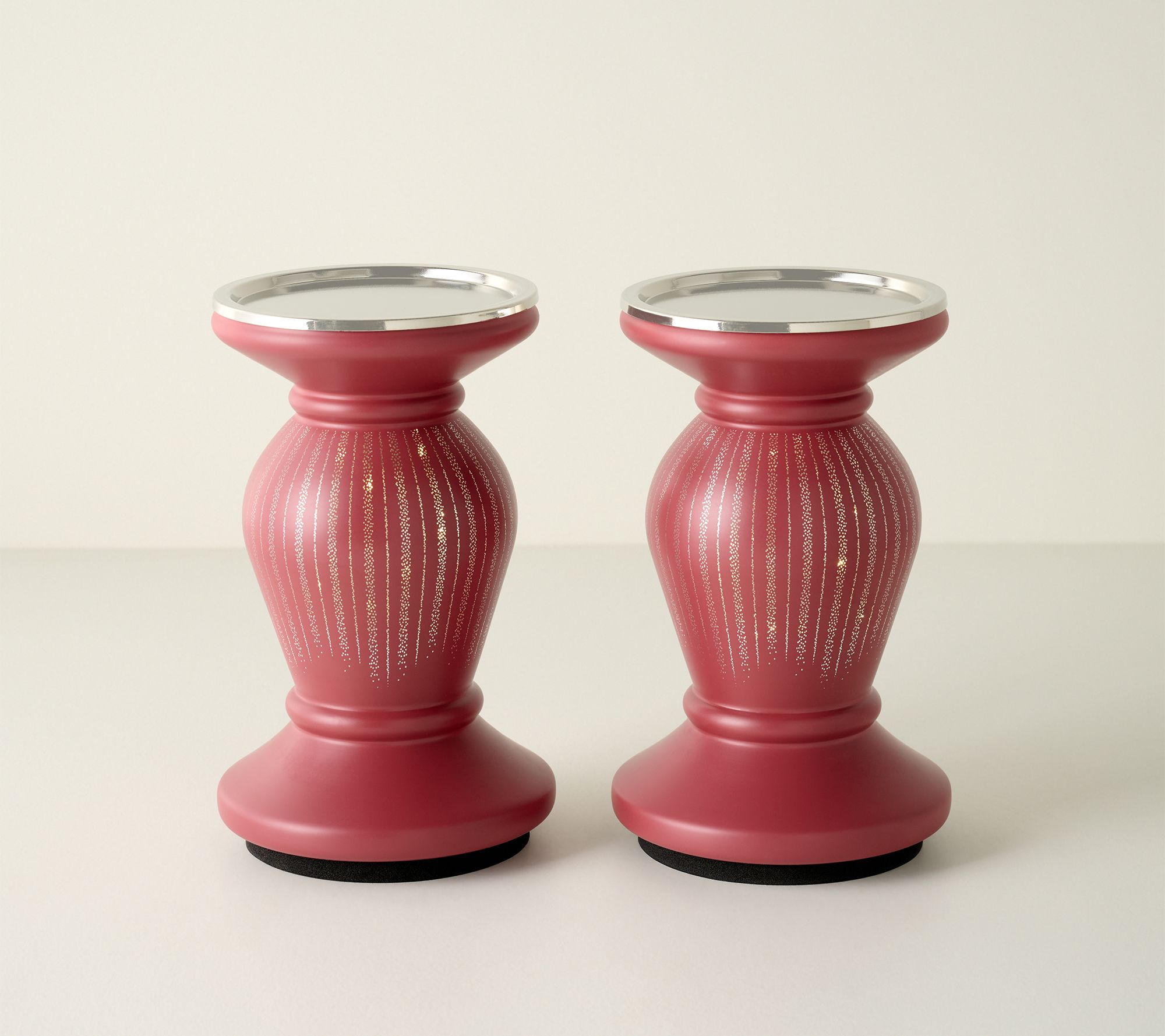 Set of 2 (8.5") Illuminated Starry Night Pedestals by Valerie
