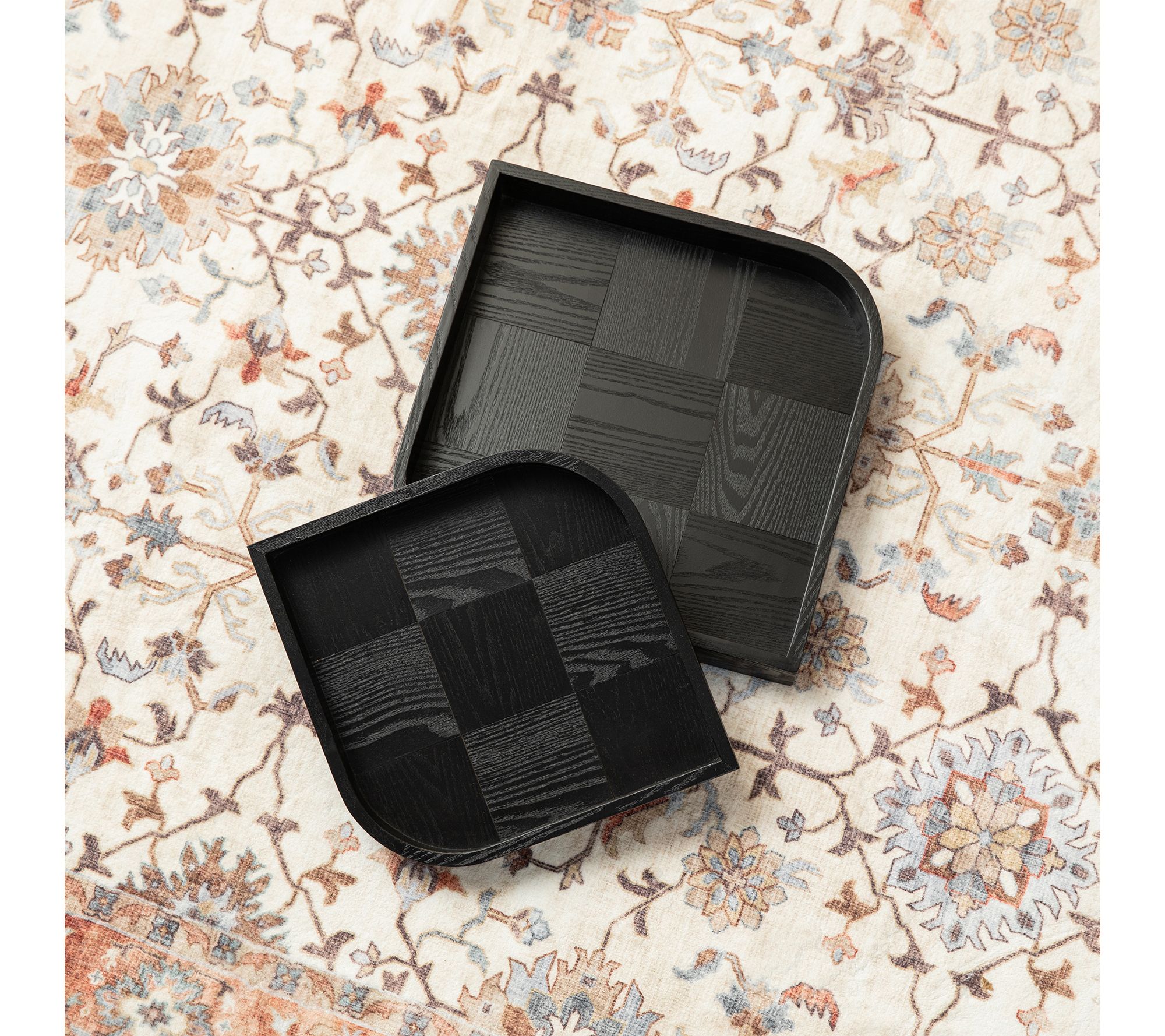 Glitzhome Leaf Shape Ash Wood Decorative TraysSet of 2