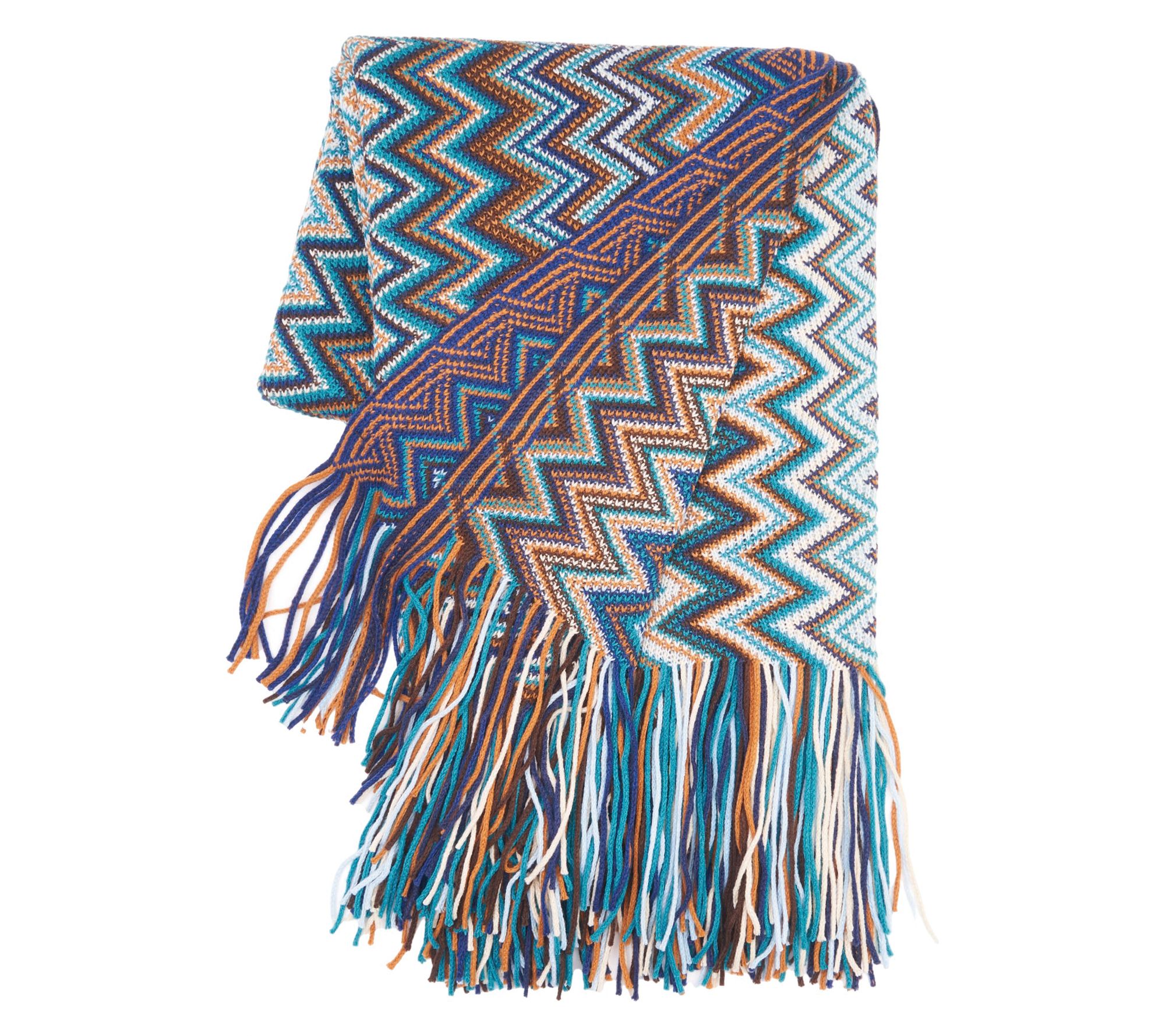 Zig Zag Sedona Tassel Throw Blanket  by Valerie