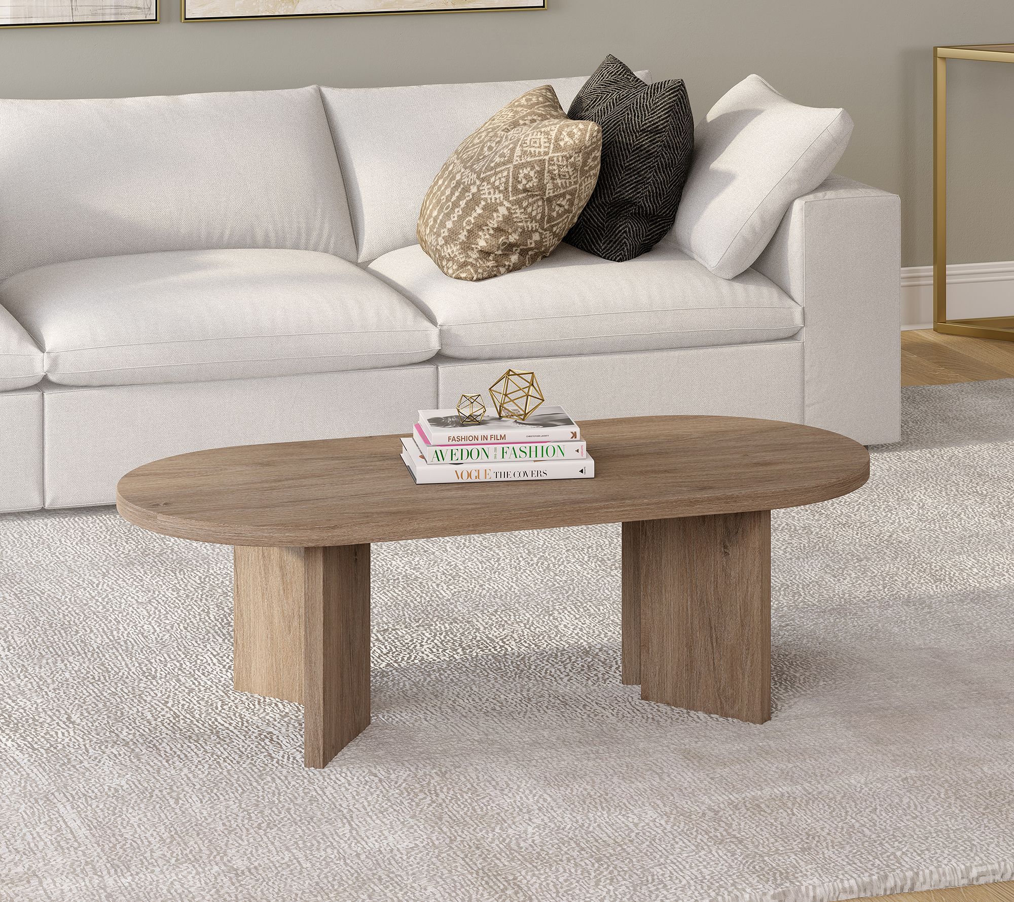 Hudson&Canal Alma 48" Wide Oval Coffee Table