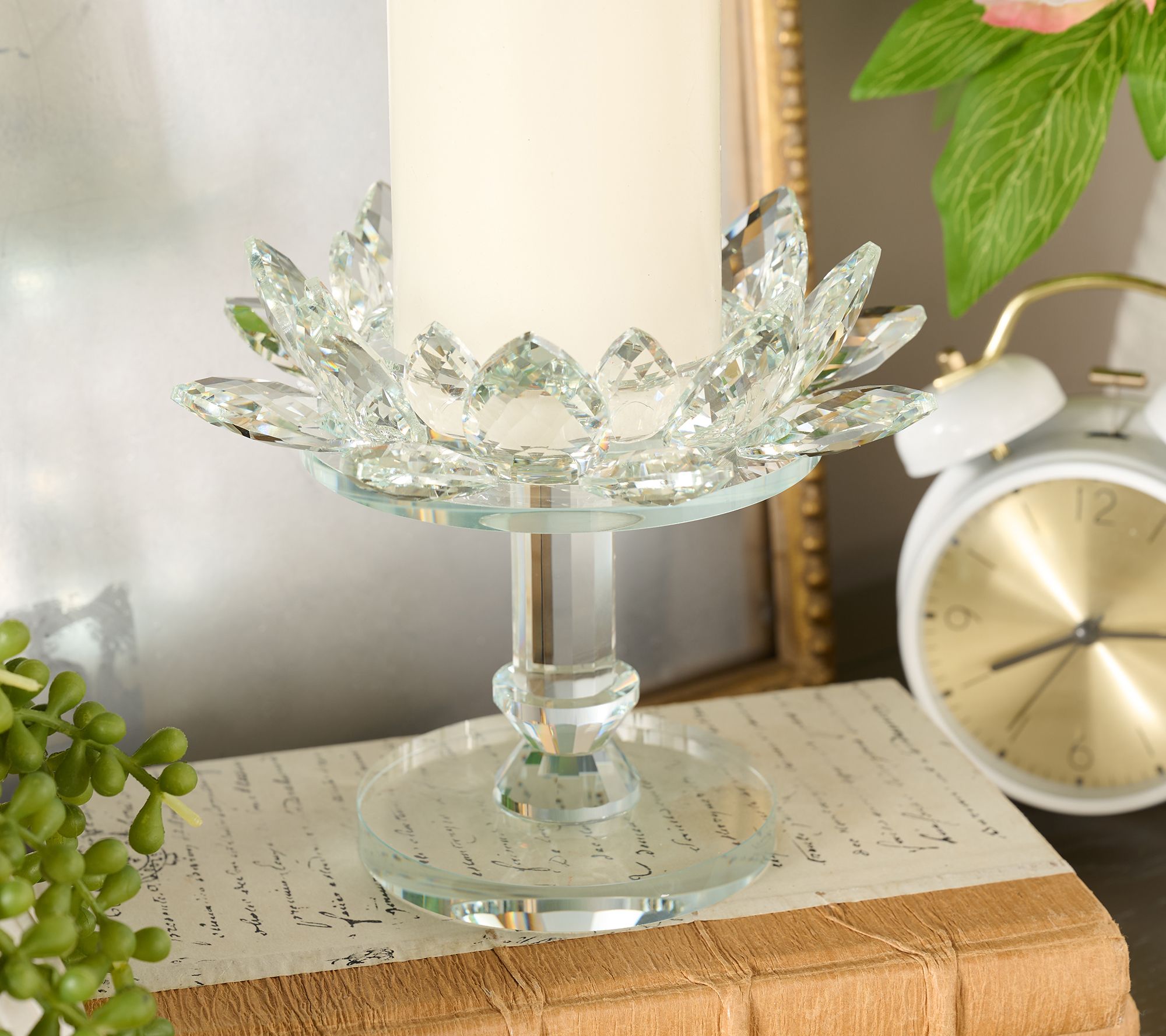 Faceted Glass Lotus Pedestal by Valerie