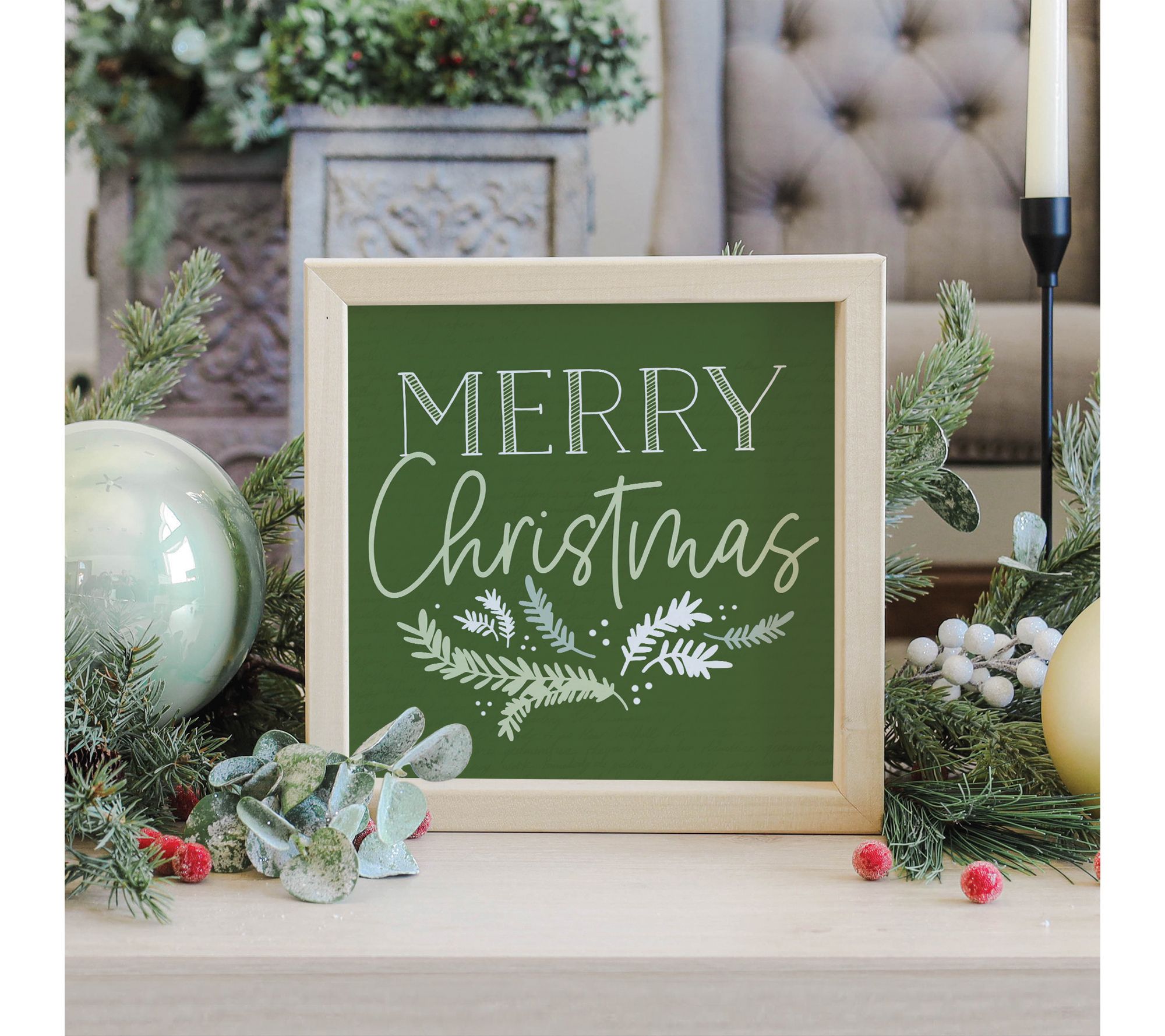 Sincere Surroundings 10" Merry Christmas GreenRustic Frame