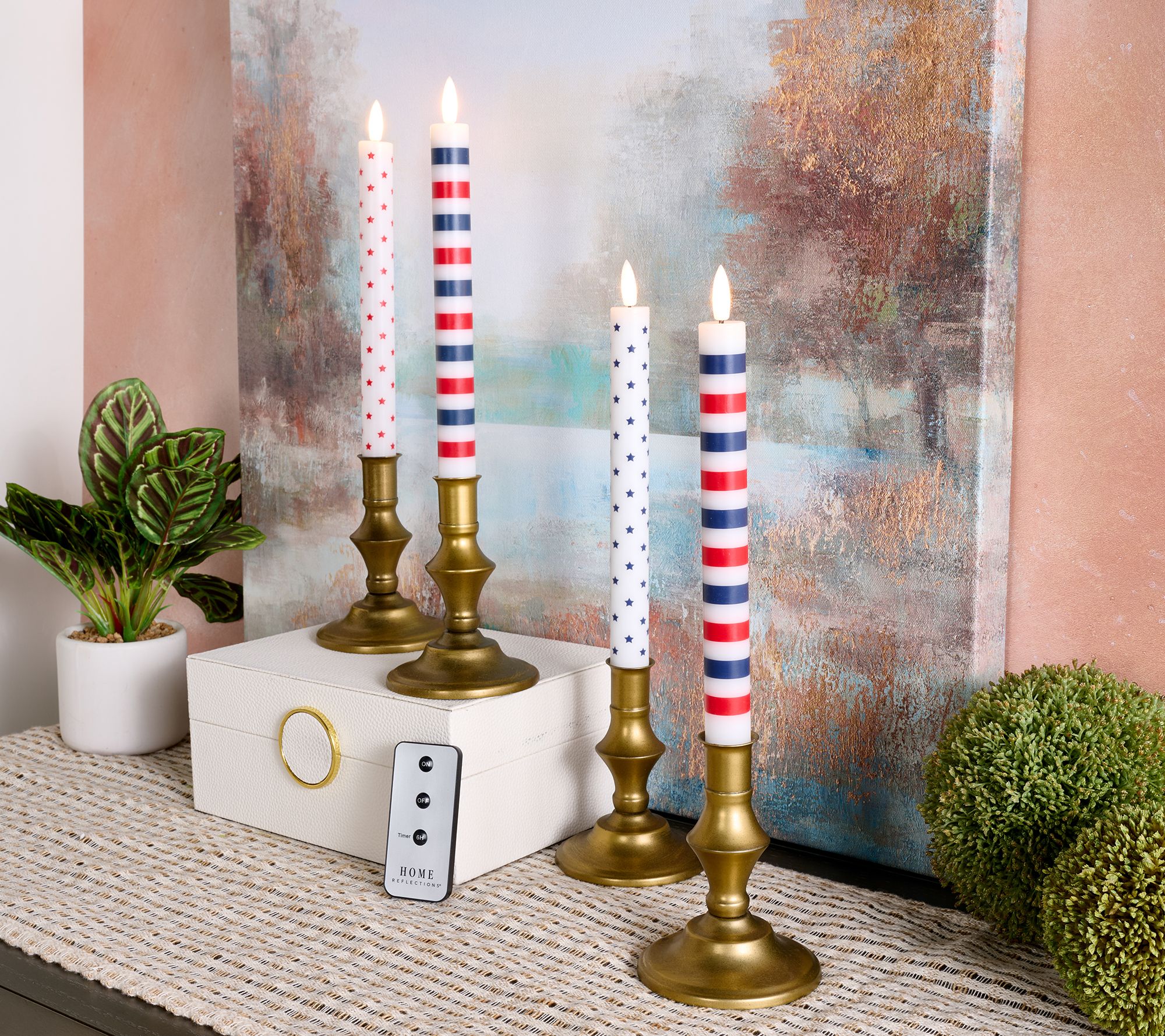 Home Reflections S/4 Stars & Stripes Flameless Taper Candles