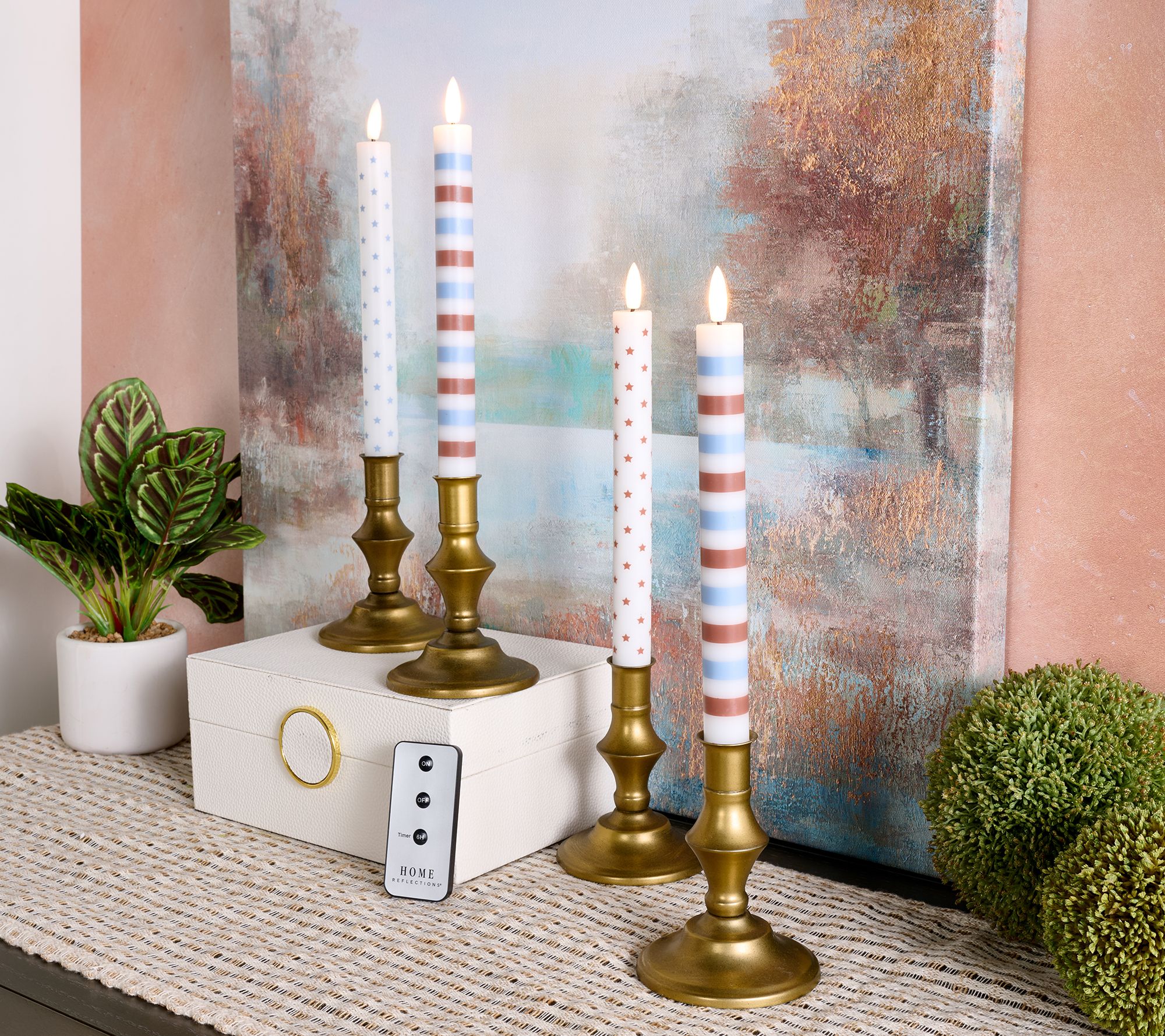 Home Reflections S/4 Stars & Stripes Flameless Taper Candles