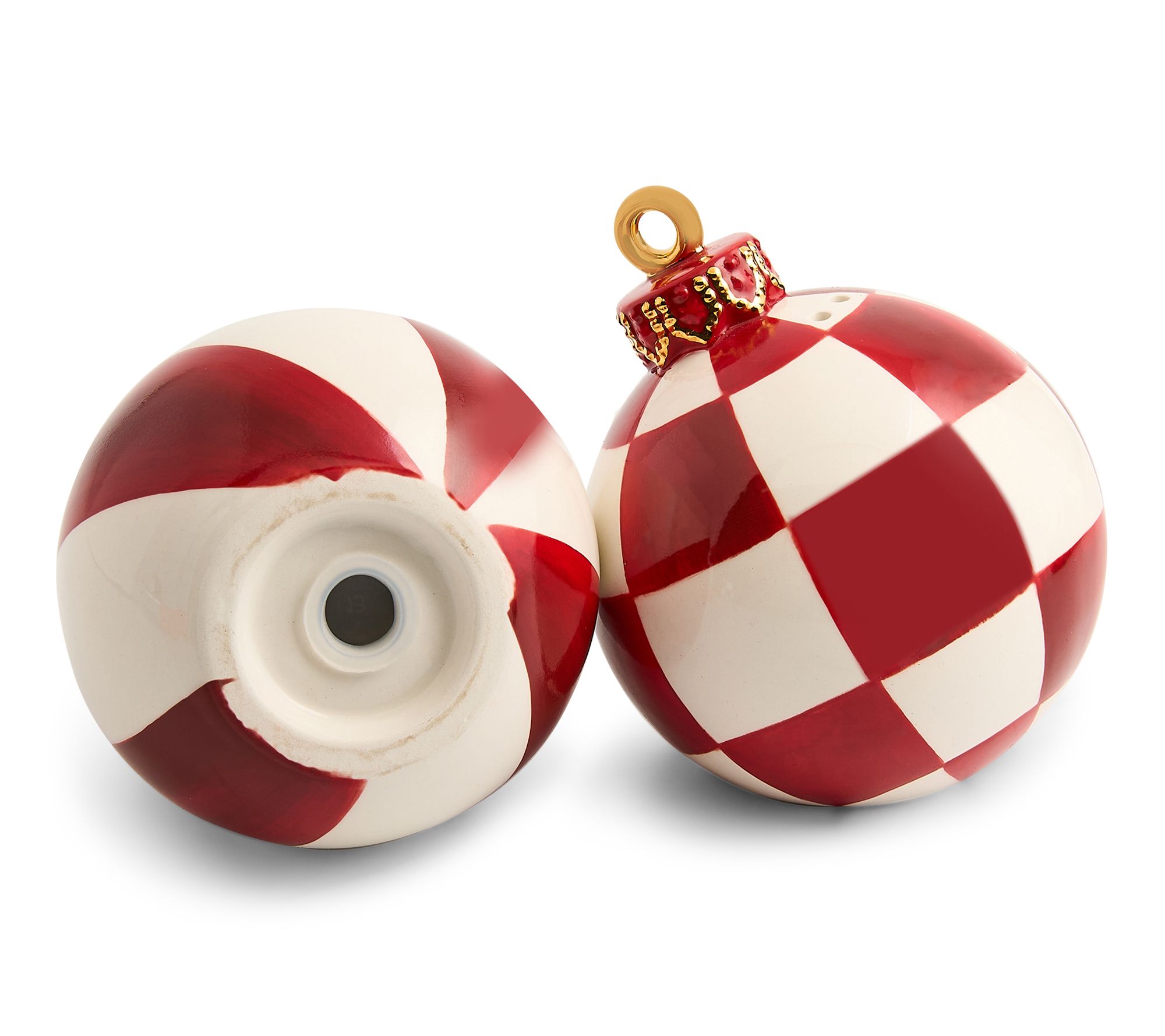 McKenzie-Childs スノーマン クリスマス塩コショウ入れセット MacKenzie- Childs Ornament Salt & Pepper Pepper Set - QVC.com