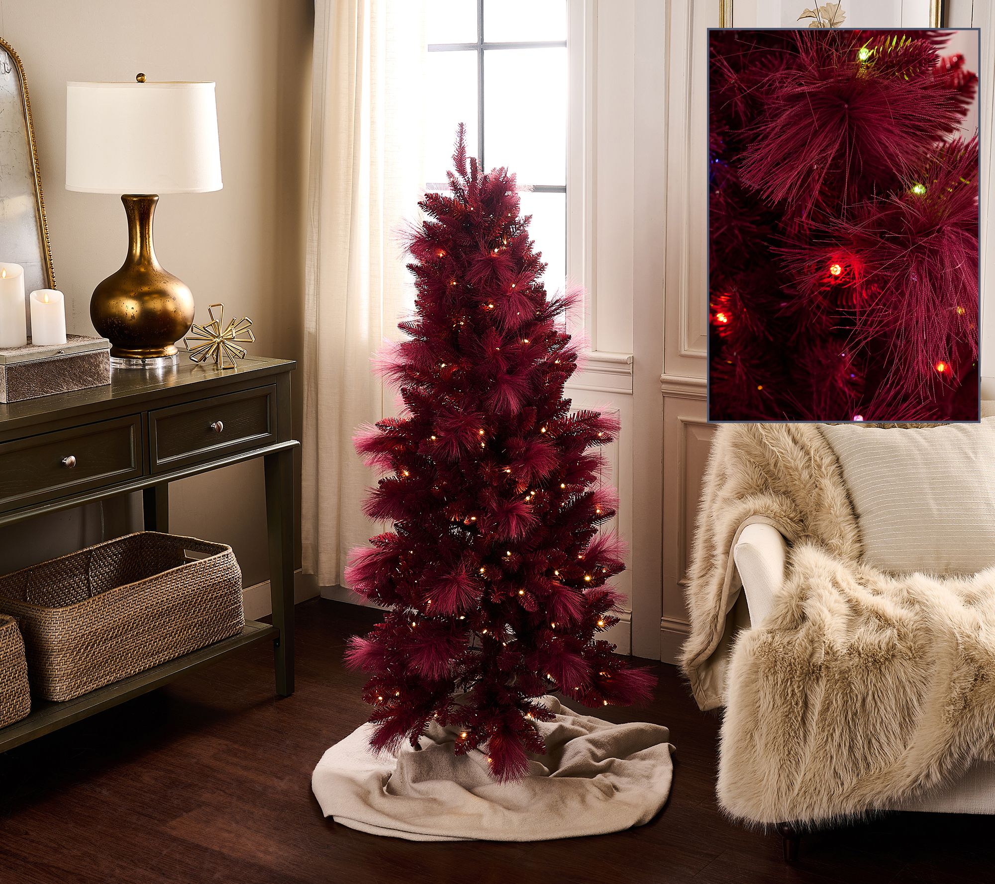 "As Is" 5' Illuminated Slim Tree with Pampas Accents by Kim Gravel