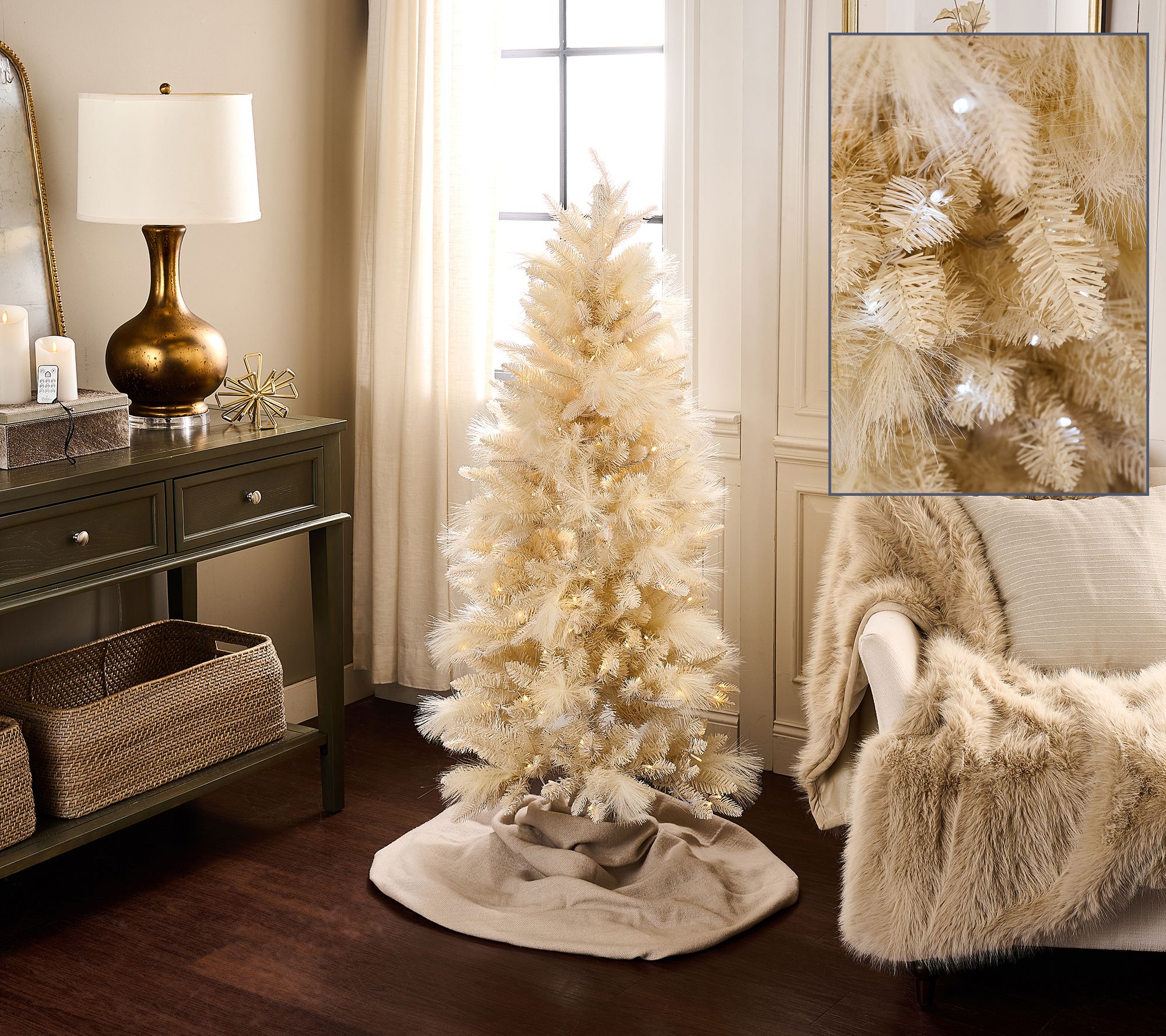 "As Is" 5' Illuminated Slim Tree with Pampas Accents by Kim Gravel