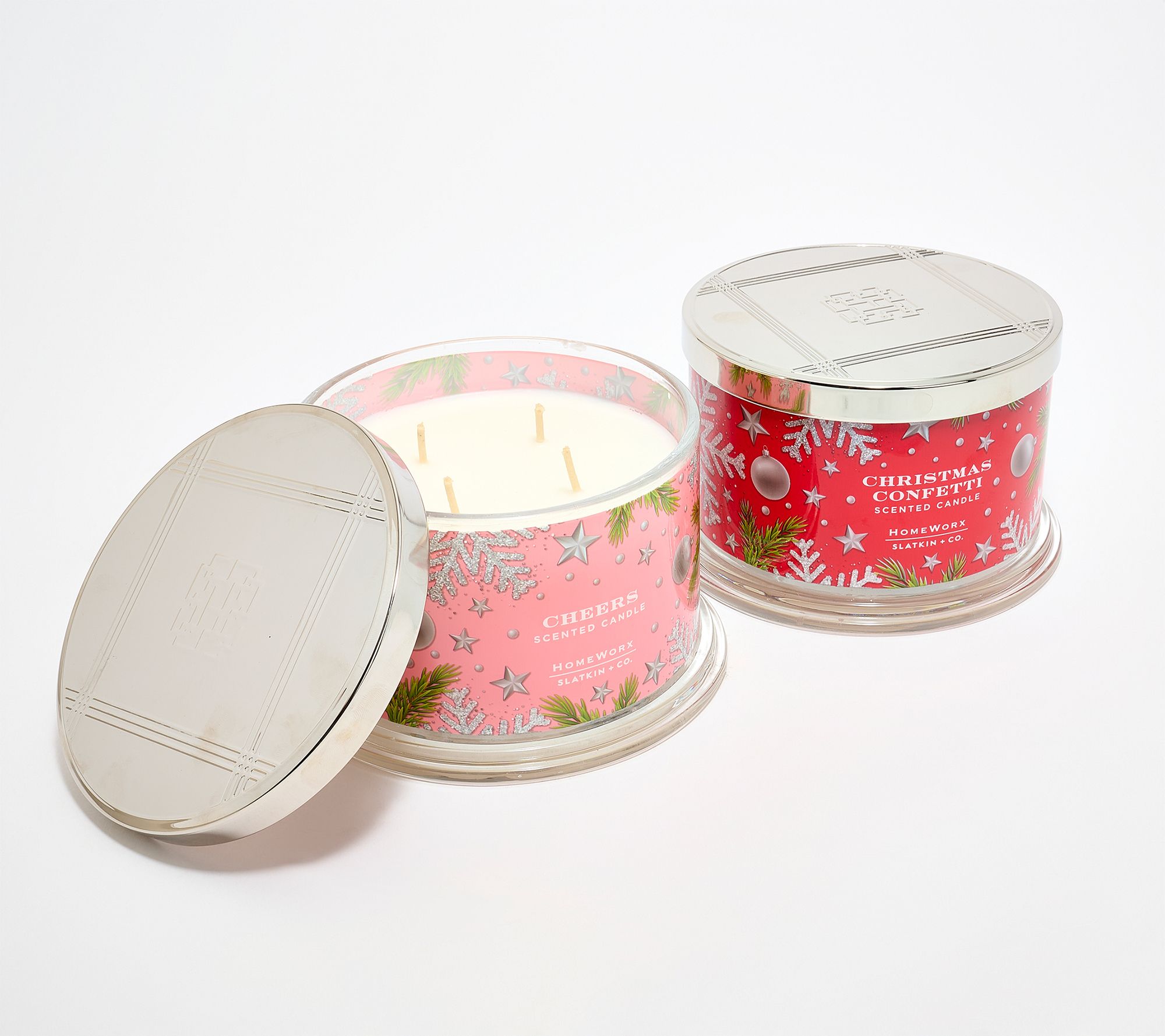 "As Is"HomeWorx by Slatkin + Co S/2 18oz Holiday Party Candles