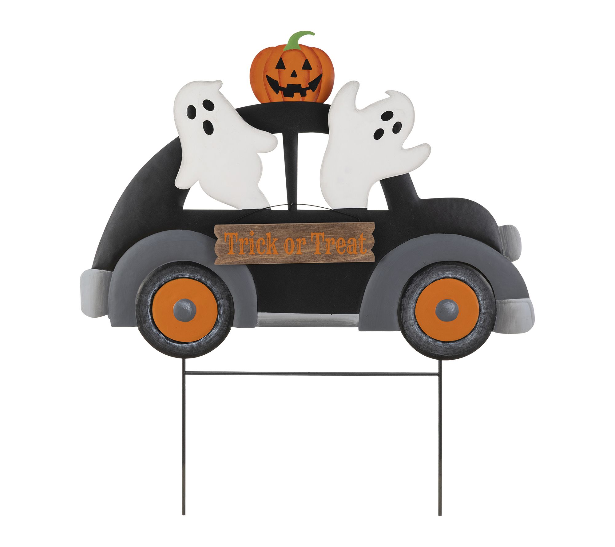 Glitzhome 24"H Halloween Metal Ghost Car Garden Stake