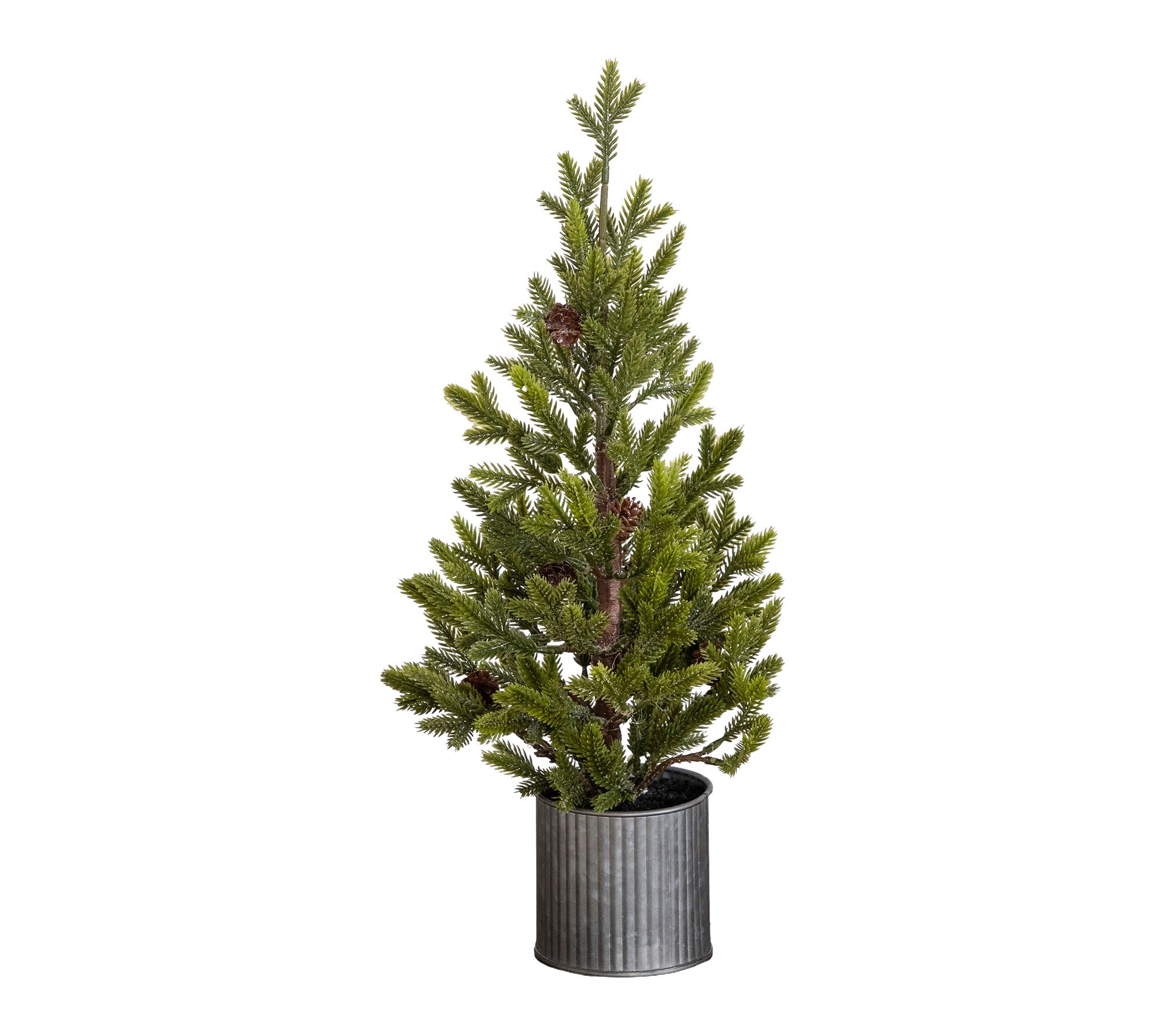 18-in Tree with Pinecones in Tin Planter by Nearly Natural