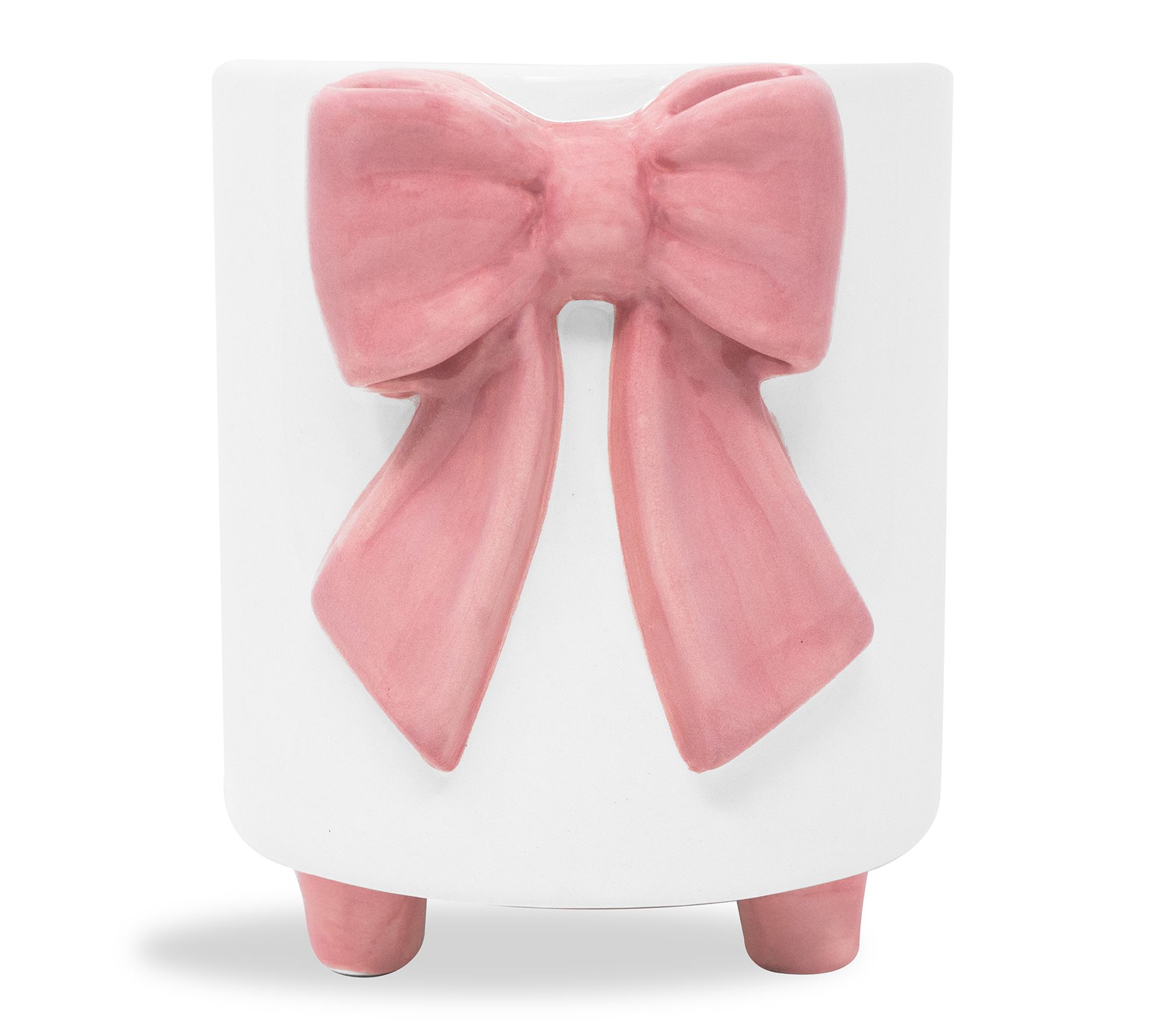 Steel Mill & Co. Footed Planter, Pink Bow