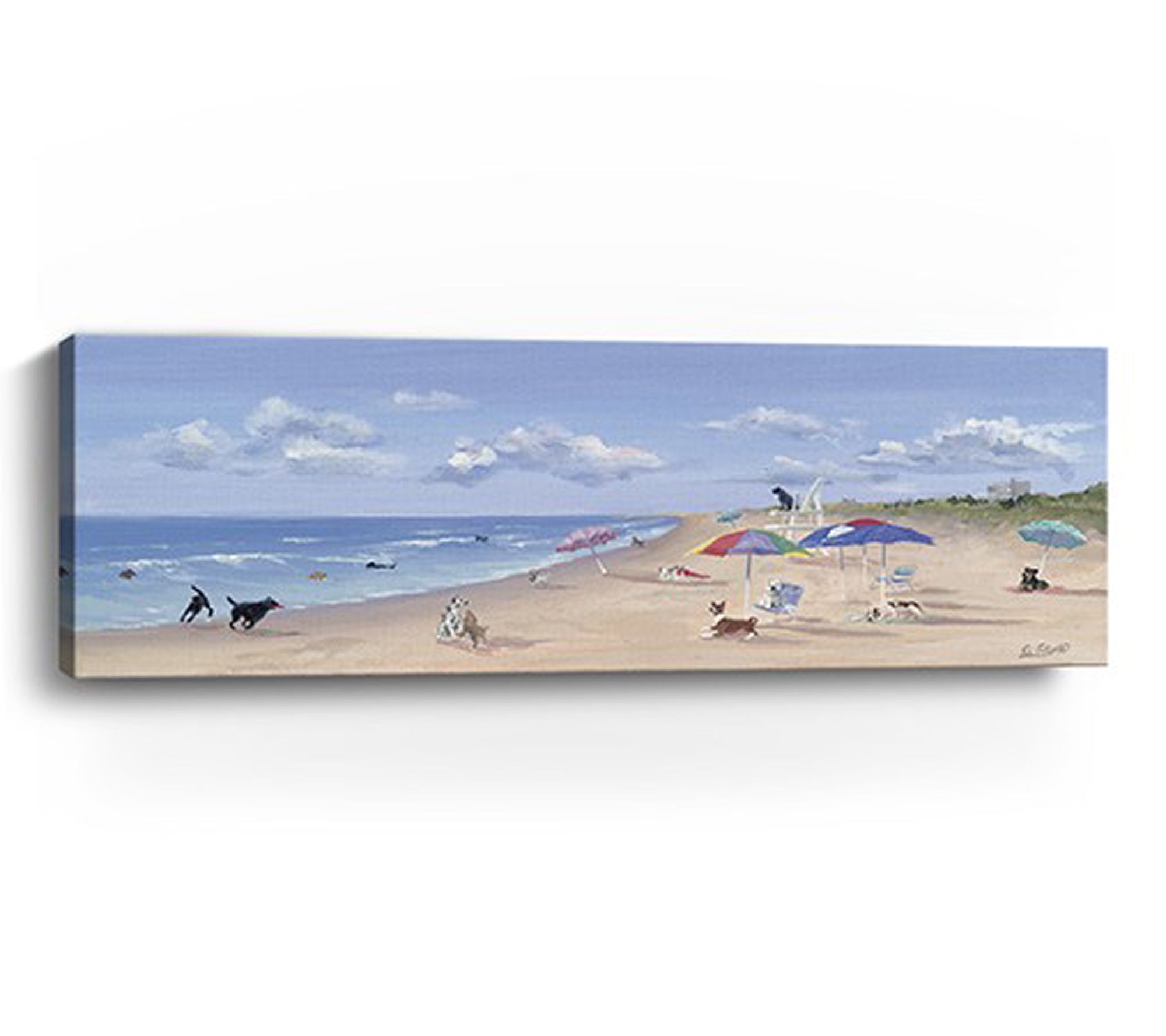 HomeRoots Small Dogs Playing at Beach Canvas Wall Art