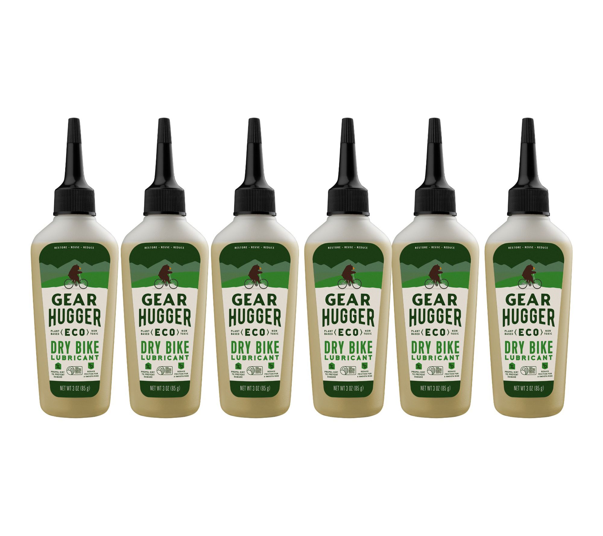 Gear Hugger 6pk Dry Bike Lubricant 3.2 oz Drip Bottles