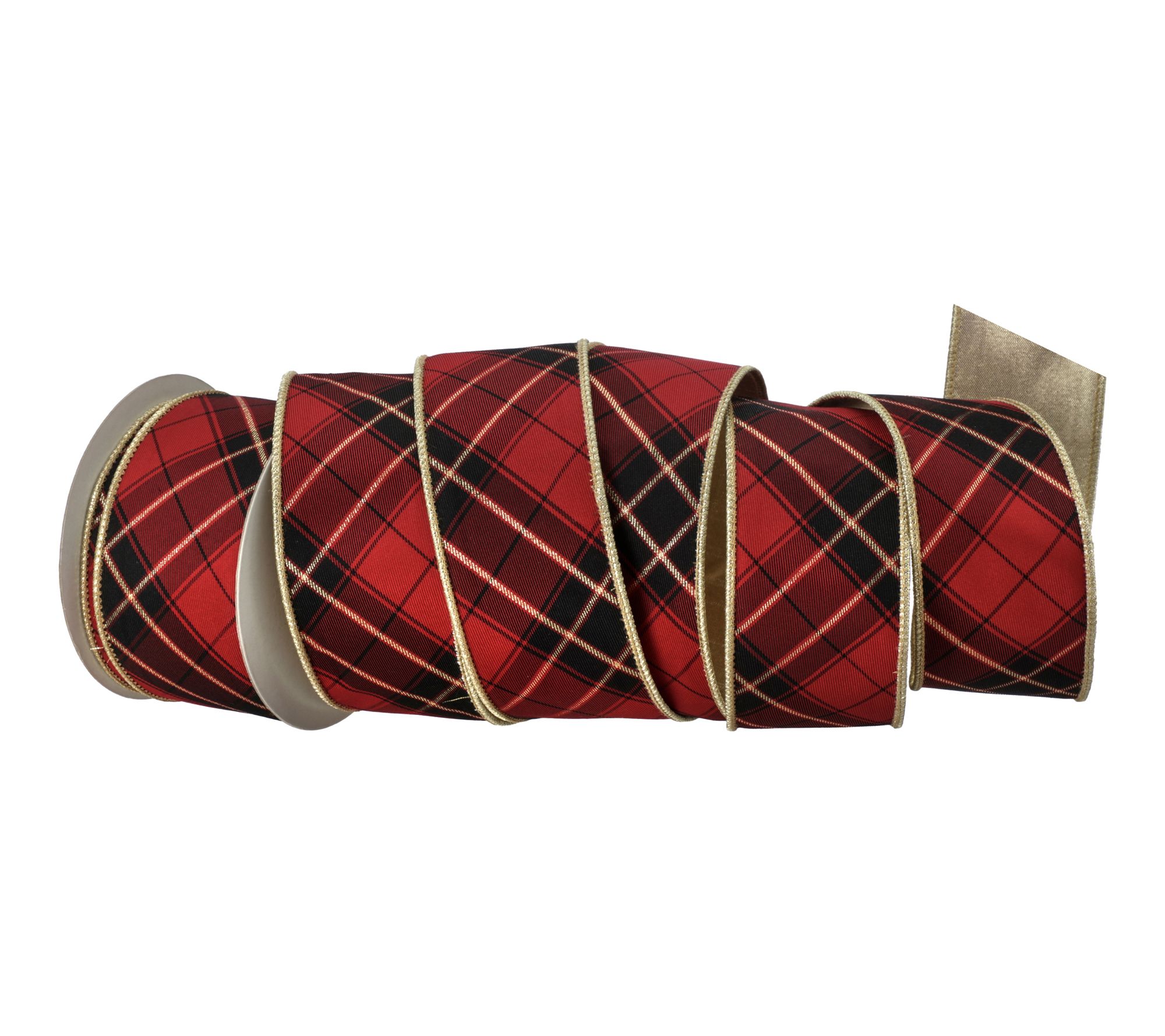 2.5"X10Y Plaid Metallic Dupion Ribbon by Valerie
