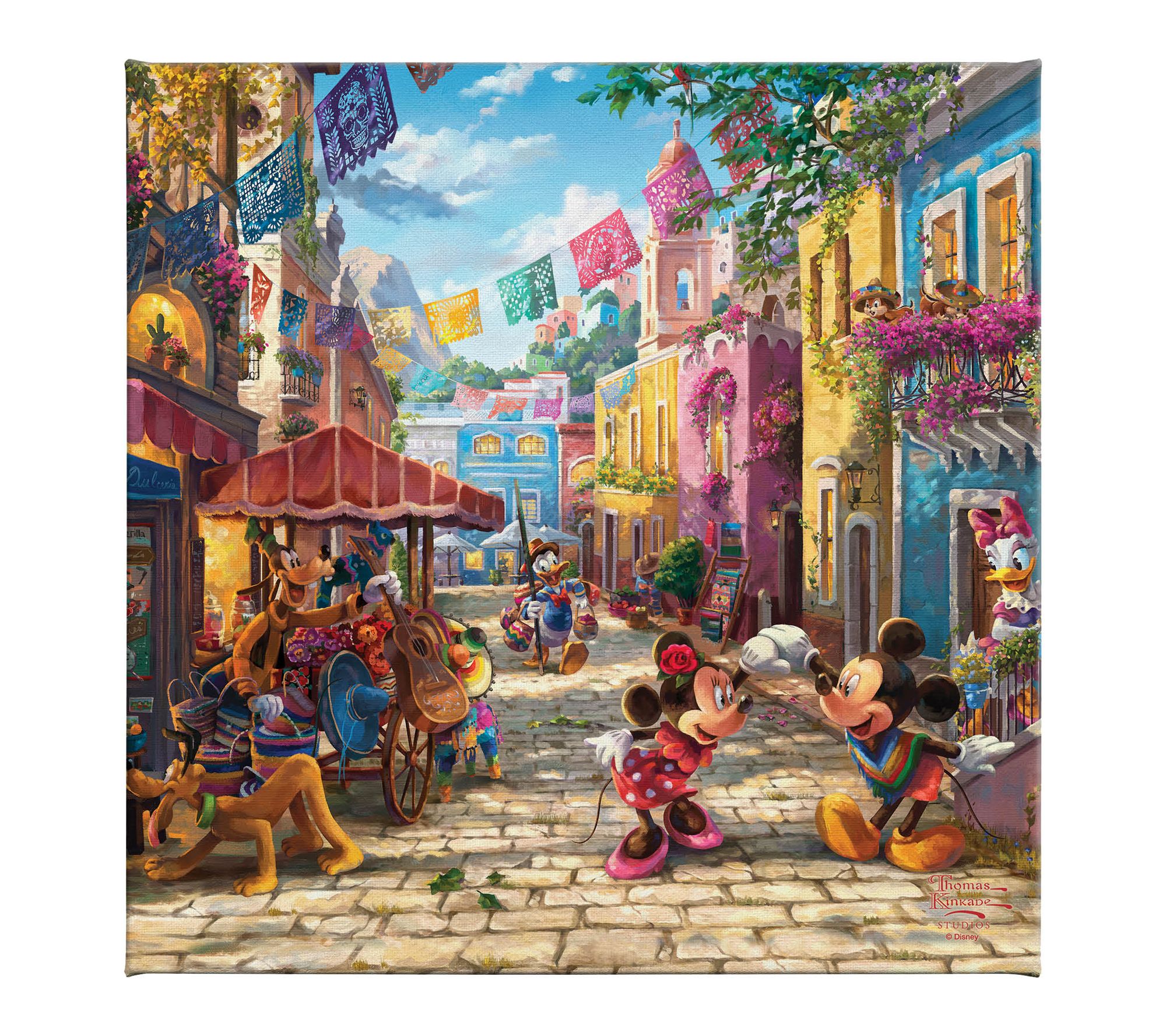 Thomas Kinkade Mickey and Minnie in Mexico 14x14 Gallery Wrap