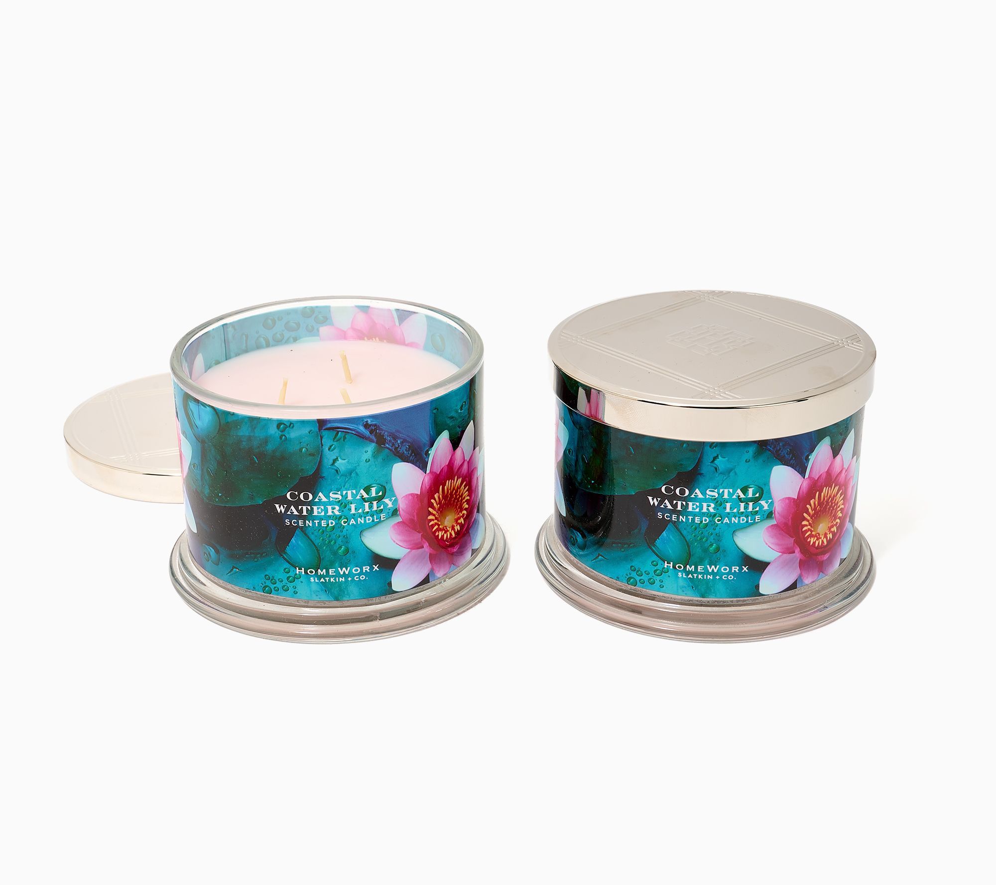 HomeWorx by Slatkin + Co. S/2 14oz Coastal Water Lily Candles