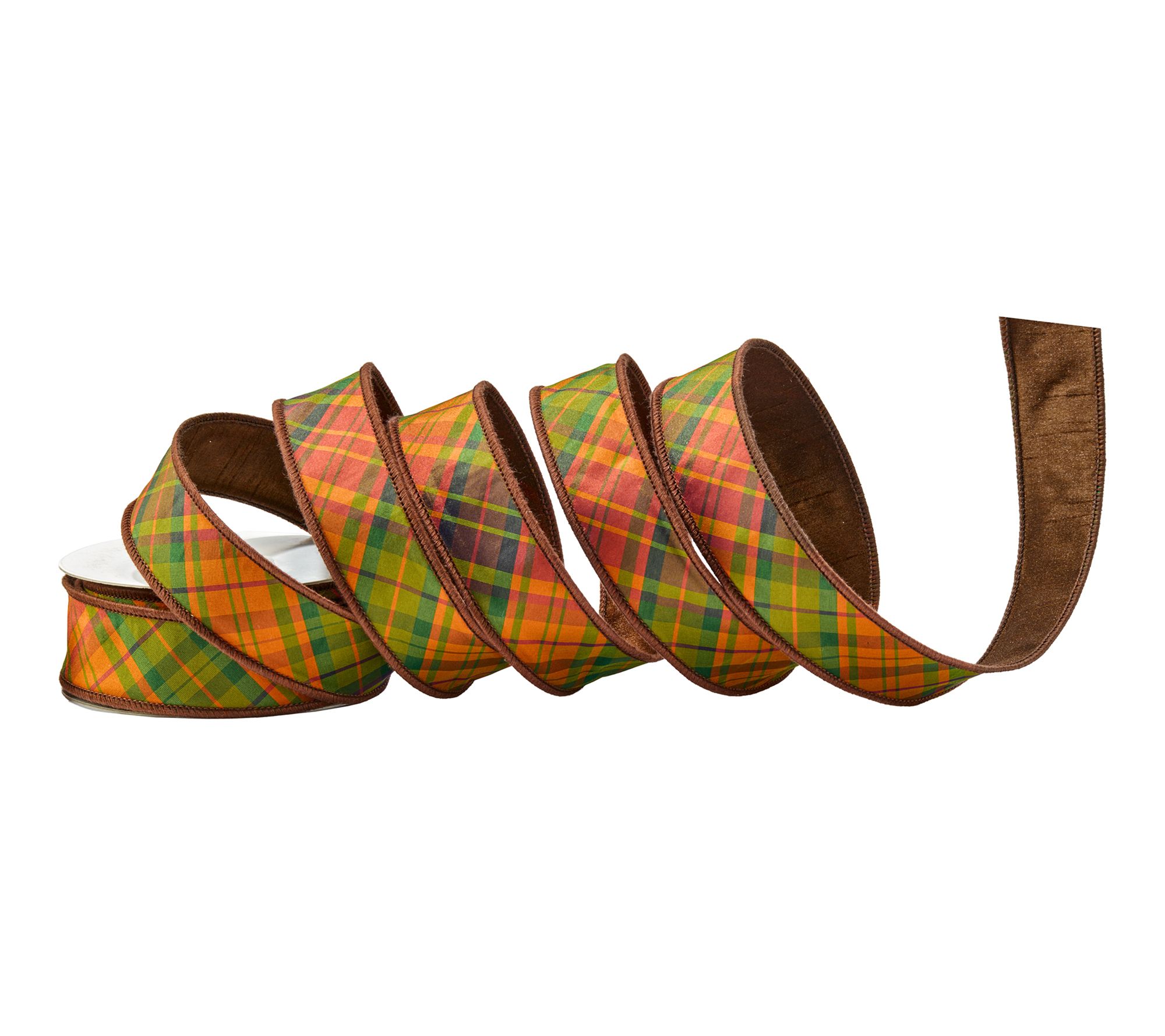 1.5"X10y Dupion Autumn Plaid Ribbon by Valerie