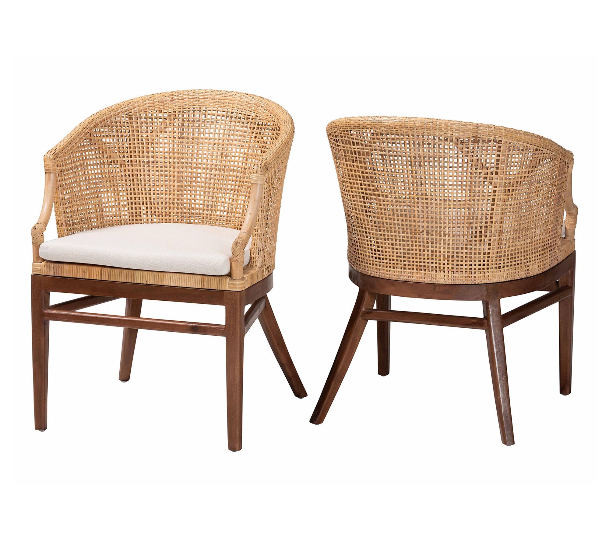 bali & pari Lumajang Rattan and Wood Dining Chair Set of 2