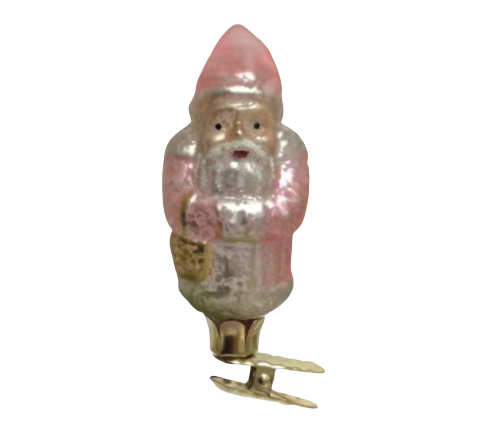 Whitehurst 4 1/2" Pink Santa Glass Ornament by Eddie Ross