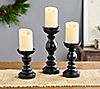 Set of 3 Wood-like Pedestal Candle Holders by Valerie