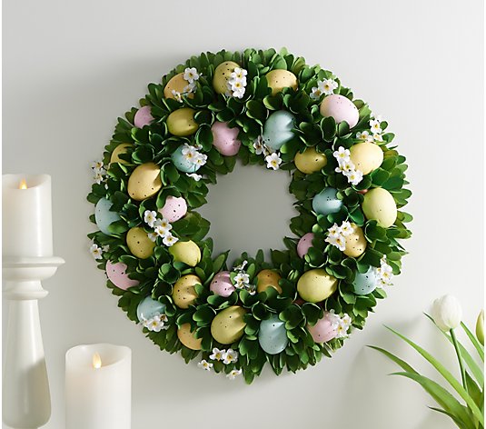 18.5" Wood Curl Egg Hunt Wreath by Valerie
