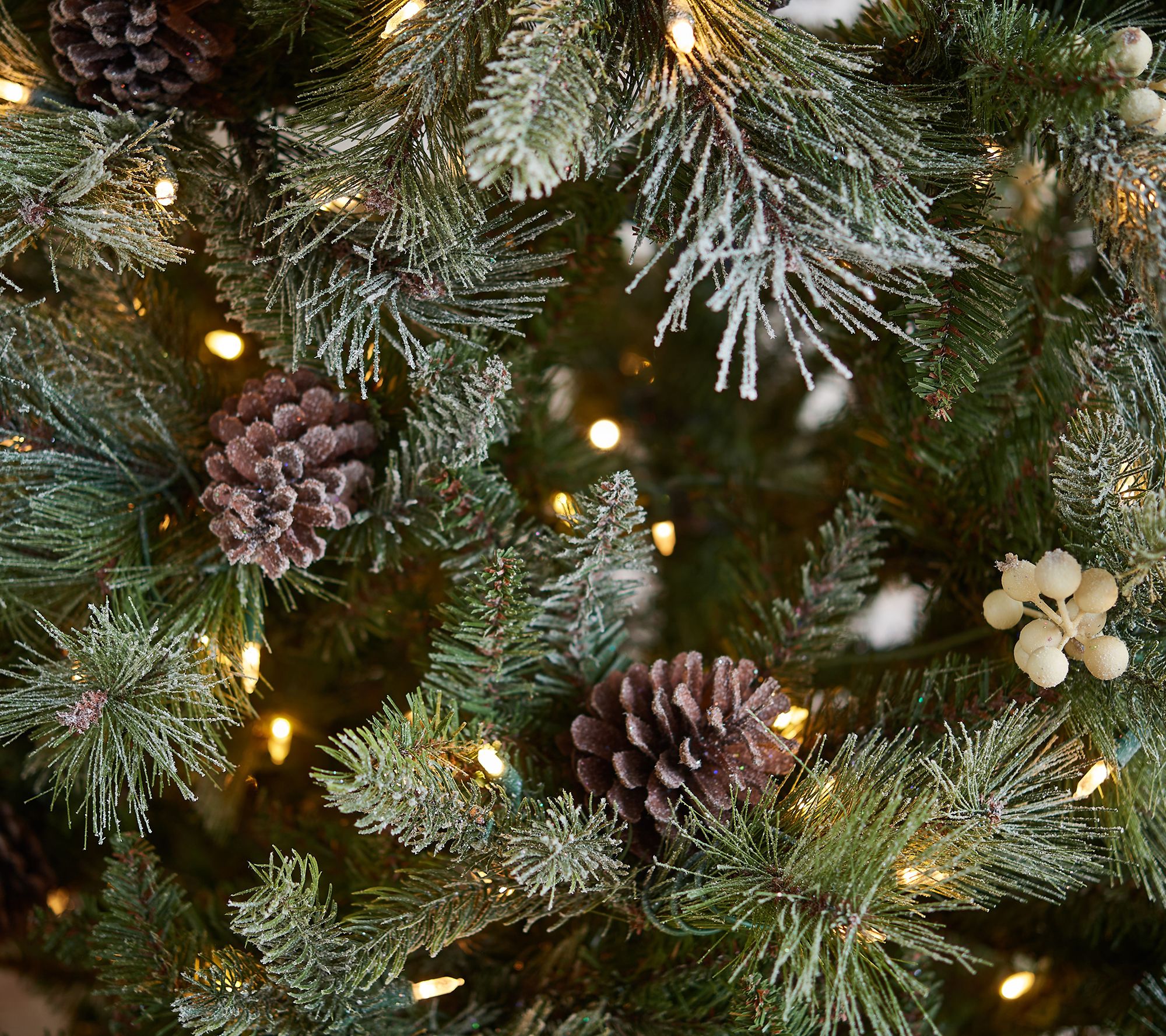 "As Is" 3' Twinkling Frosted Pine & Berry Tree by Valerie