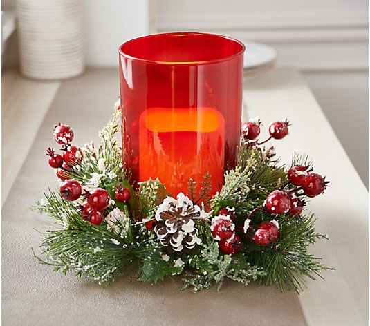 Illuminated Glass Centerpiece with Berries by Valerie