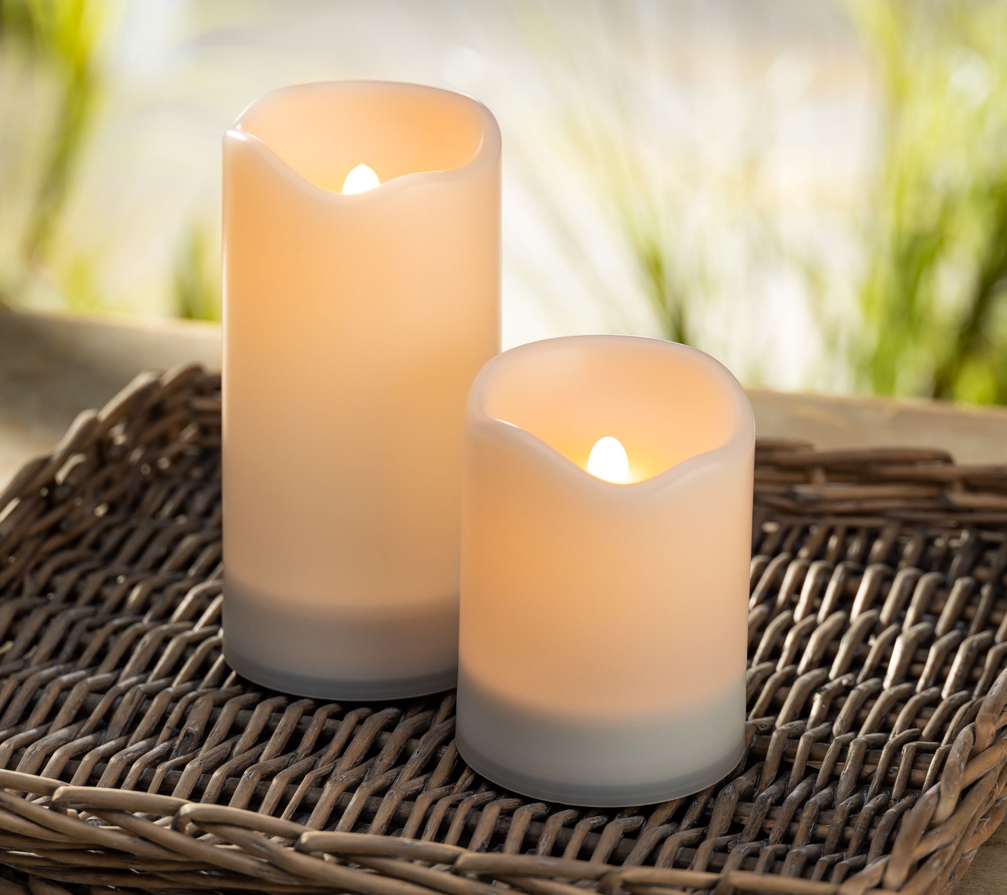 Set of 2 Wavy Edge Outdoor Solar Candles by Gerson Co