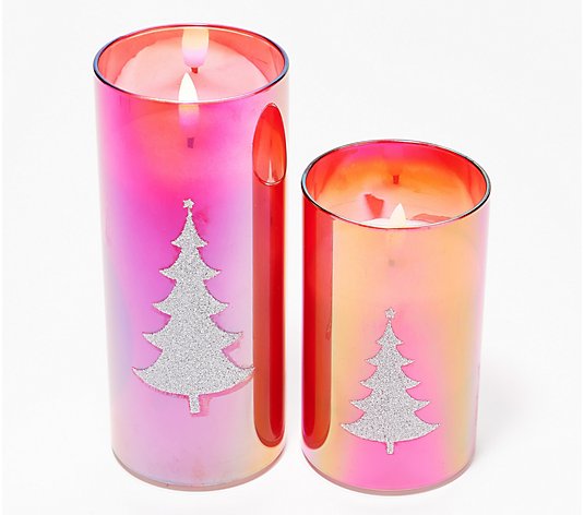 Lightscapes S/2 Iridescent Filled Flameless Candles