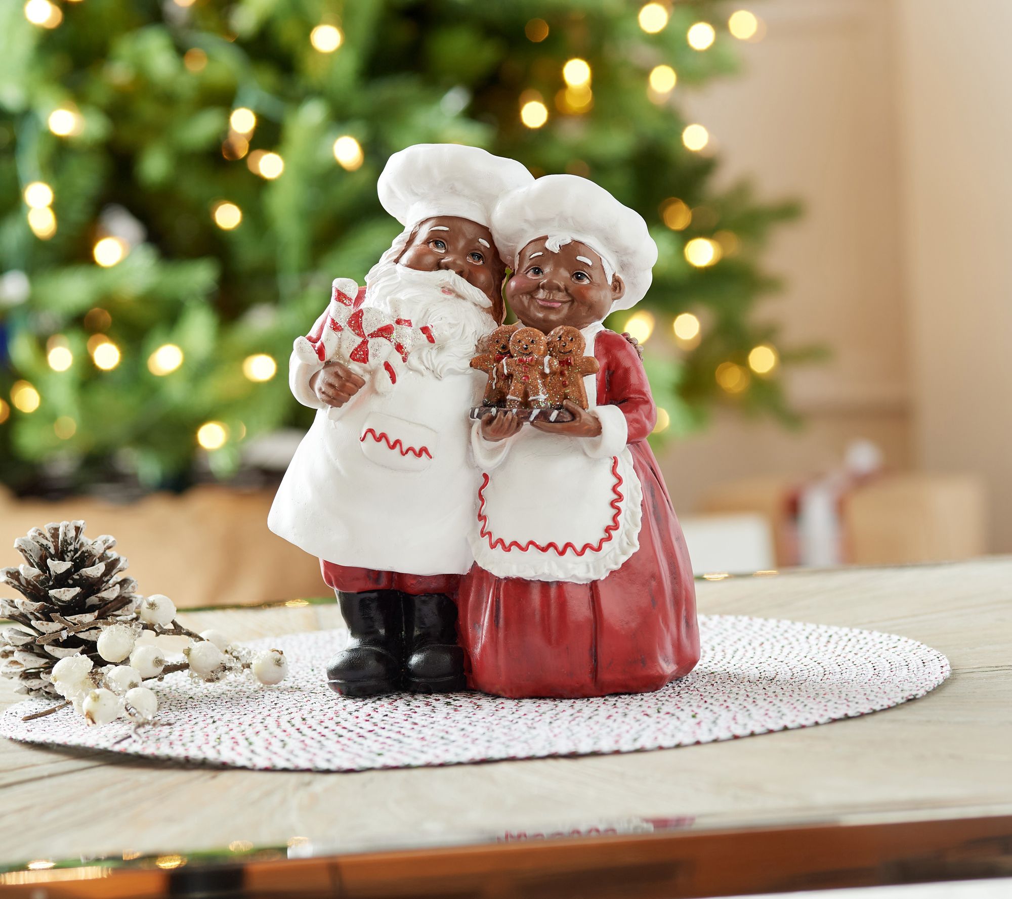 As Is" Chef Santa and Mrs. Claus with Gingerbread Treats- Valerie - QVC.com