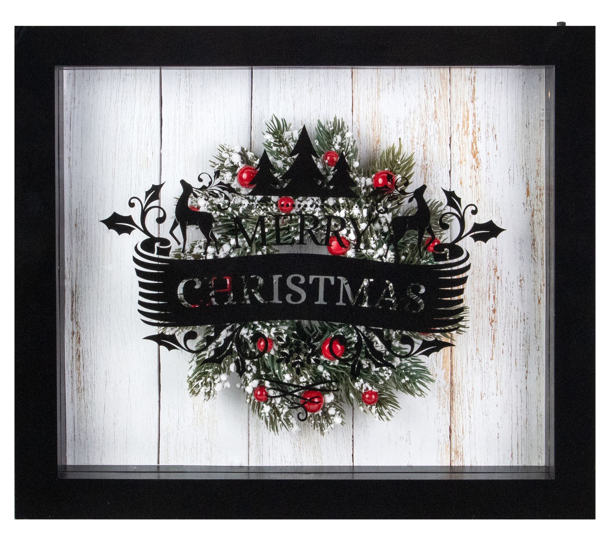 Northlight 14" Black Framed 3D "Merry" LED Boxecor