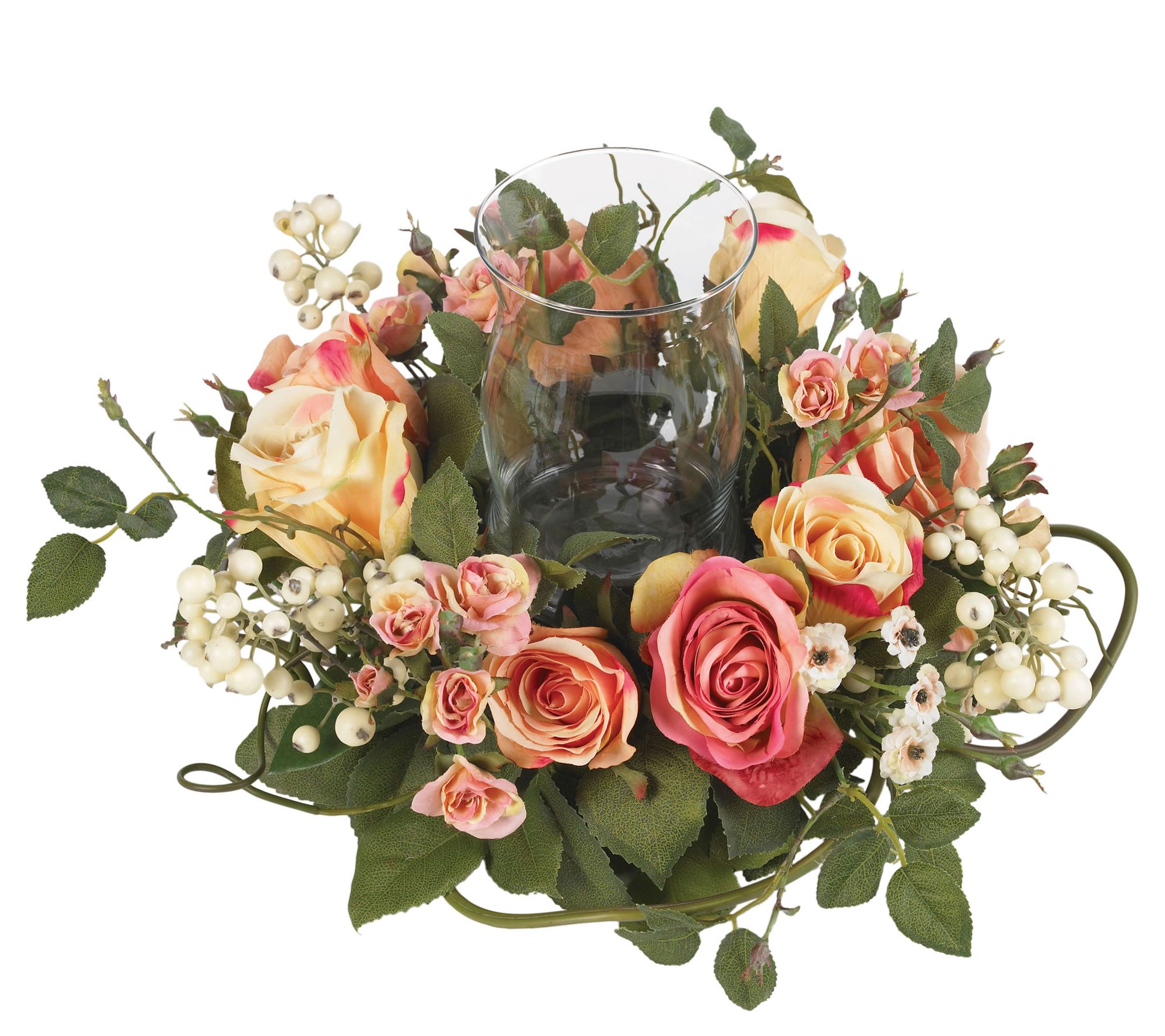 Rose Candelabrum Silk Flower Arrangement by Nearly Natural